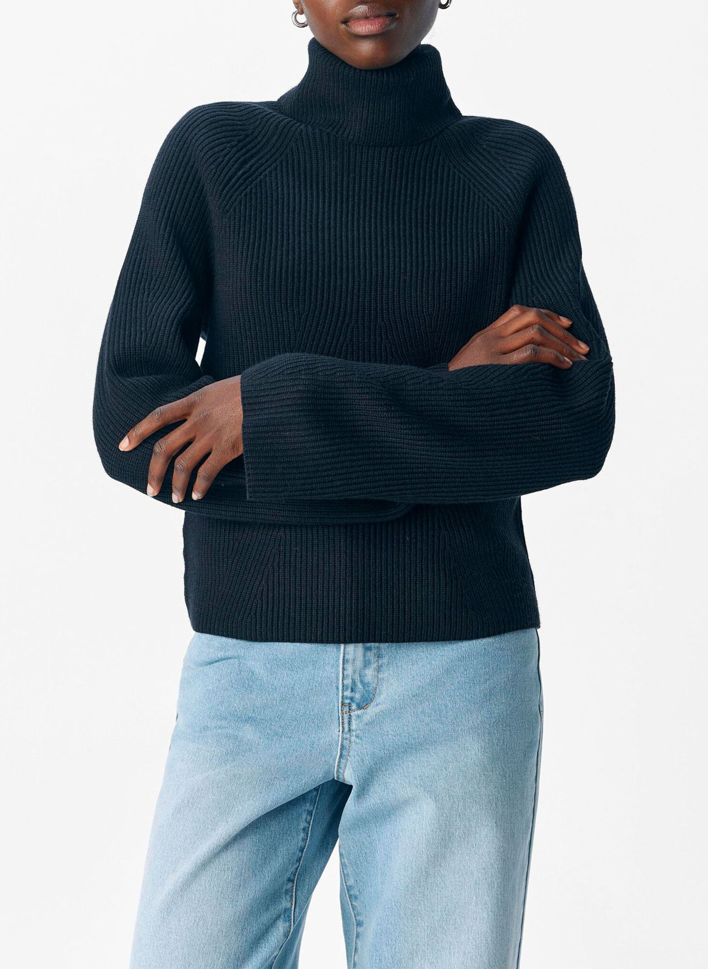 Rechte, gebreide coltrui OBJECT Zwart