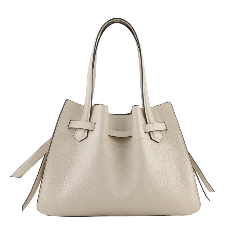 Handbag - cowhide leather POURCHET Beige