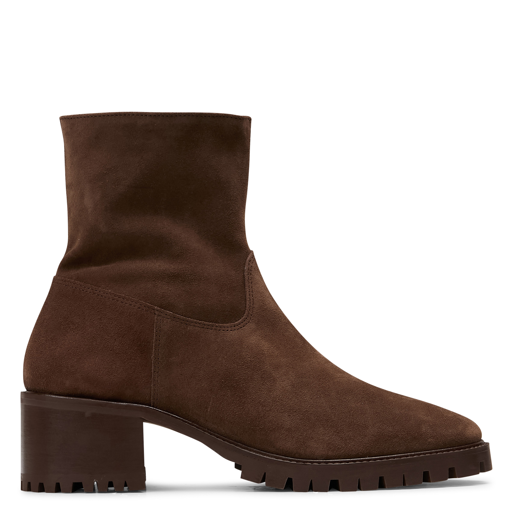 Bottines à talons en cuir velours RIVECOUR Marron