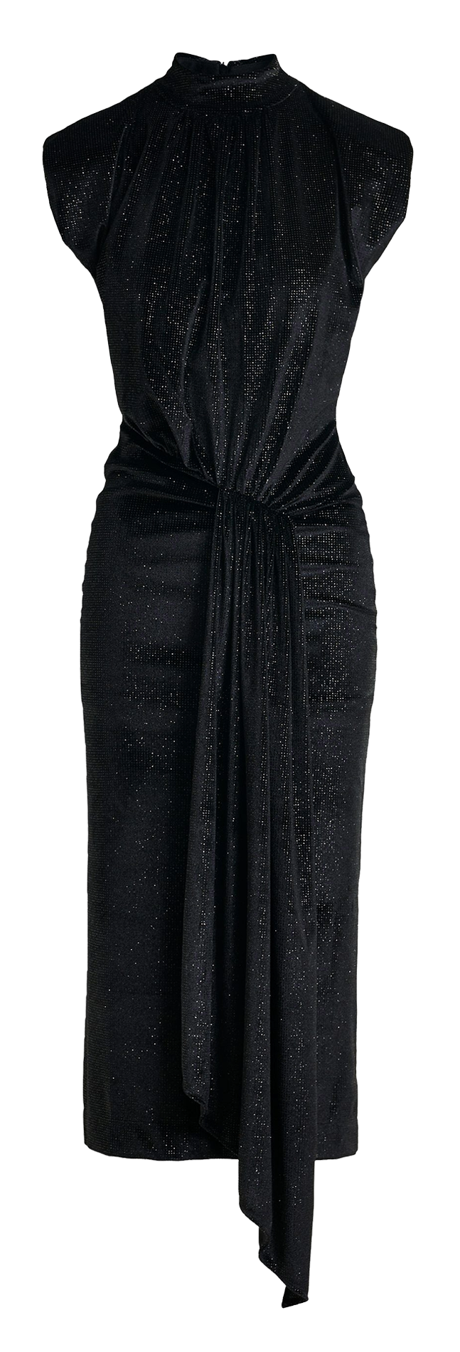 Robe midi drapée col montant ESSENTIEL ANTWERP Noir