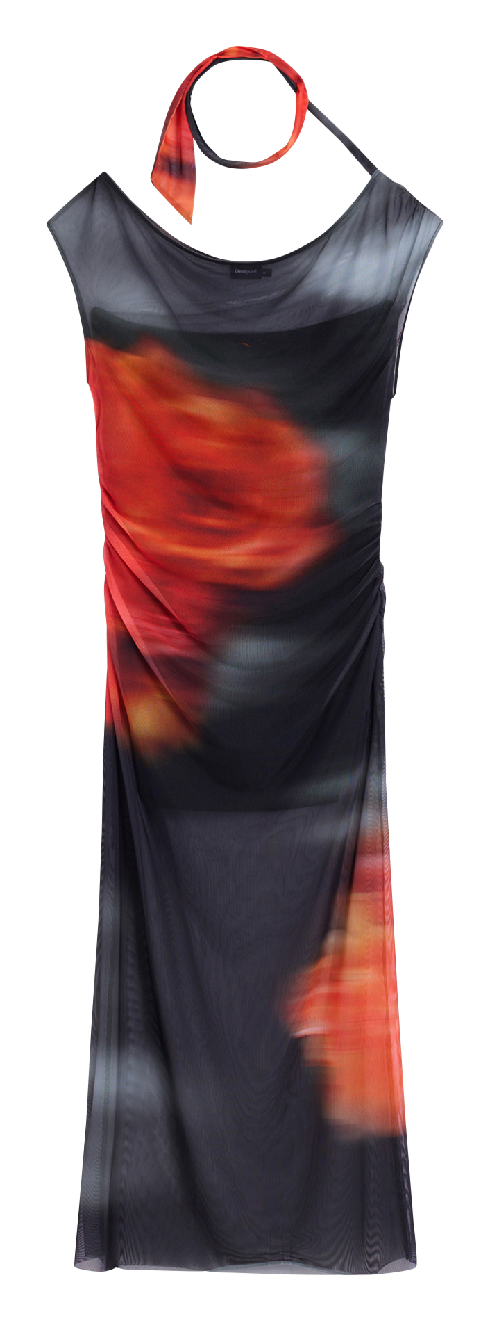 Robe mi-longue imprimée en mousseline DESIGUAL Noir