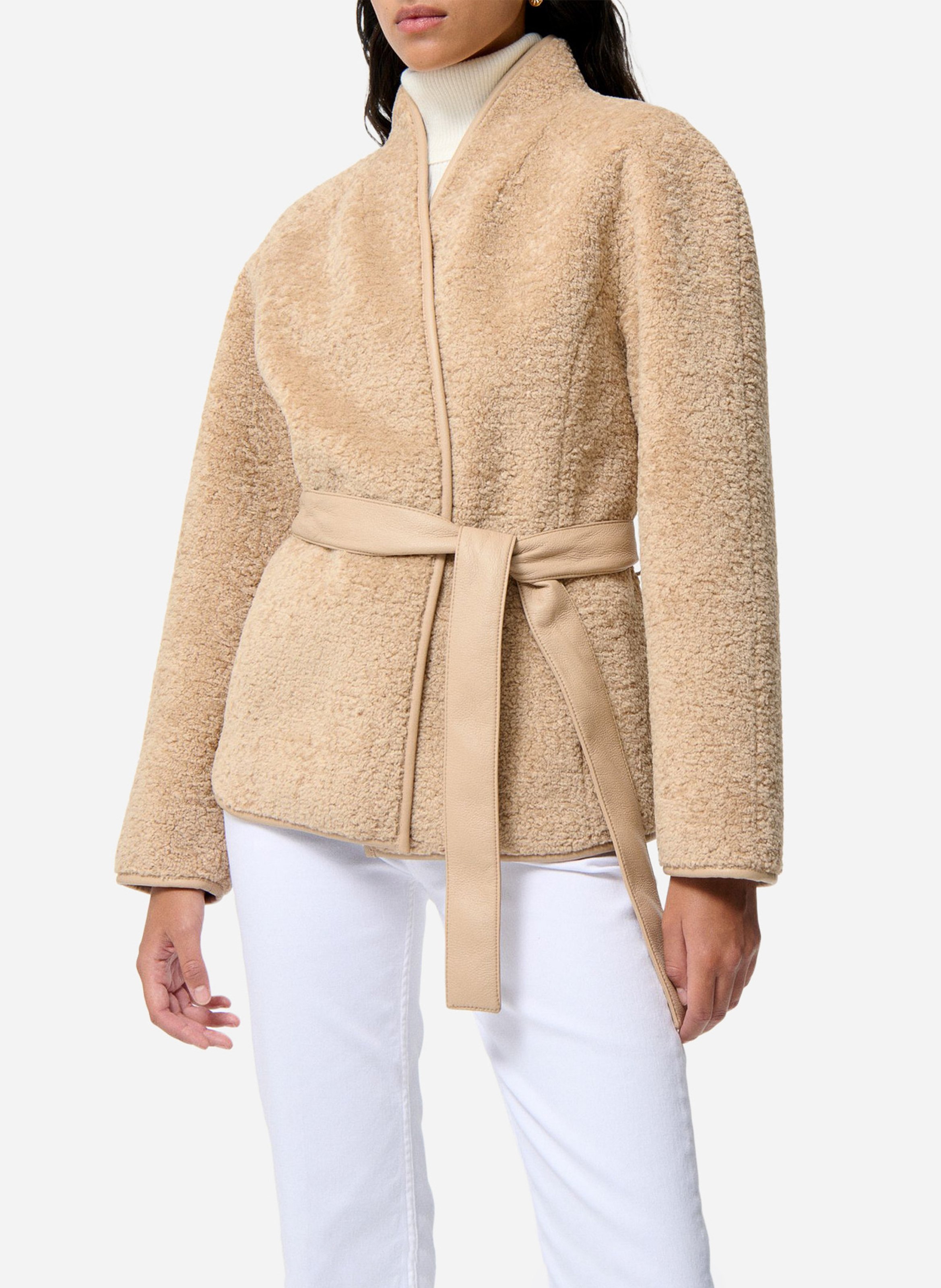 Faux leather V-neck jacket VANESSA BRUNO Brown