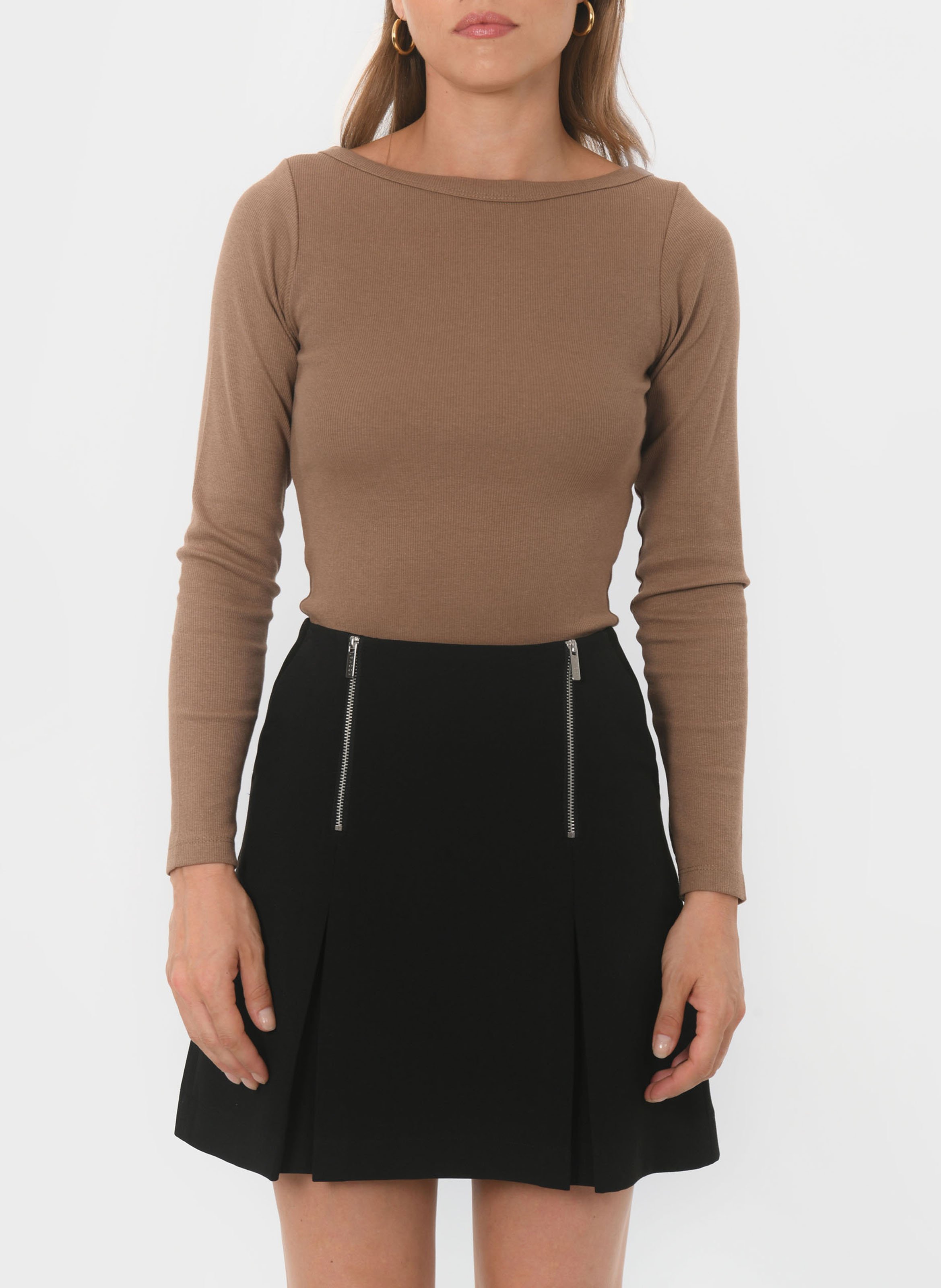 Ribbed fitted boat neck t-shirt KOOKAI