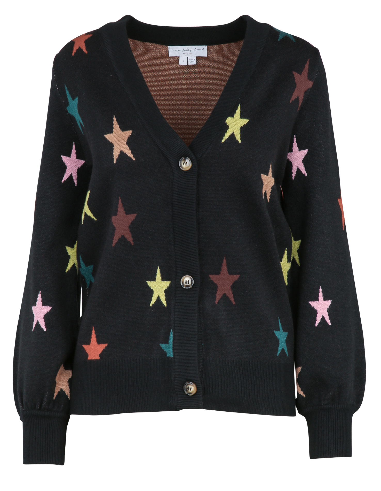 Gilet droit col V en maille imprimé NEVER FULLY DRESSED Noir