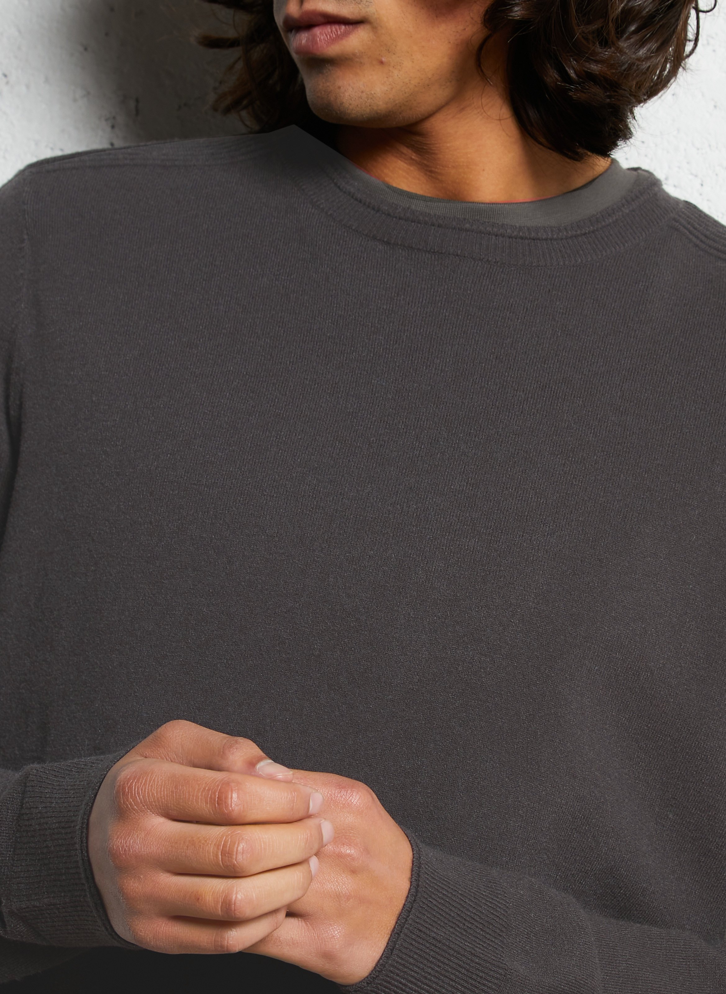 Pull droit col rond en maille unie LE TEMPS DES CERISES Gris