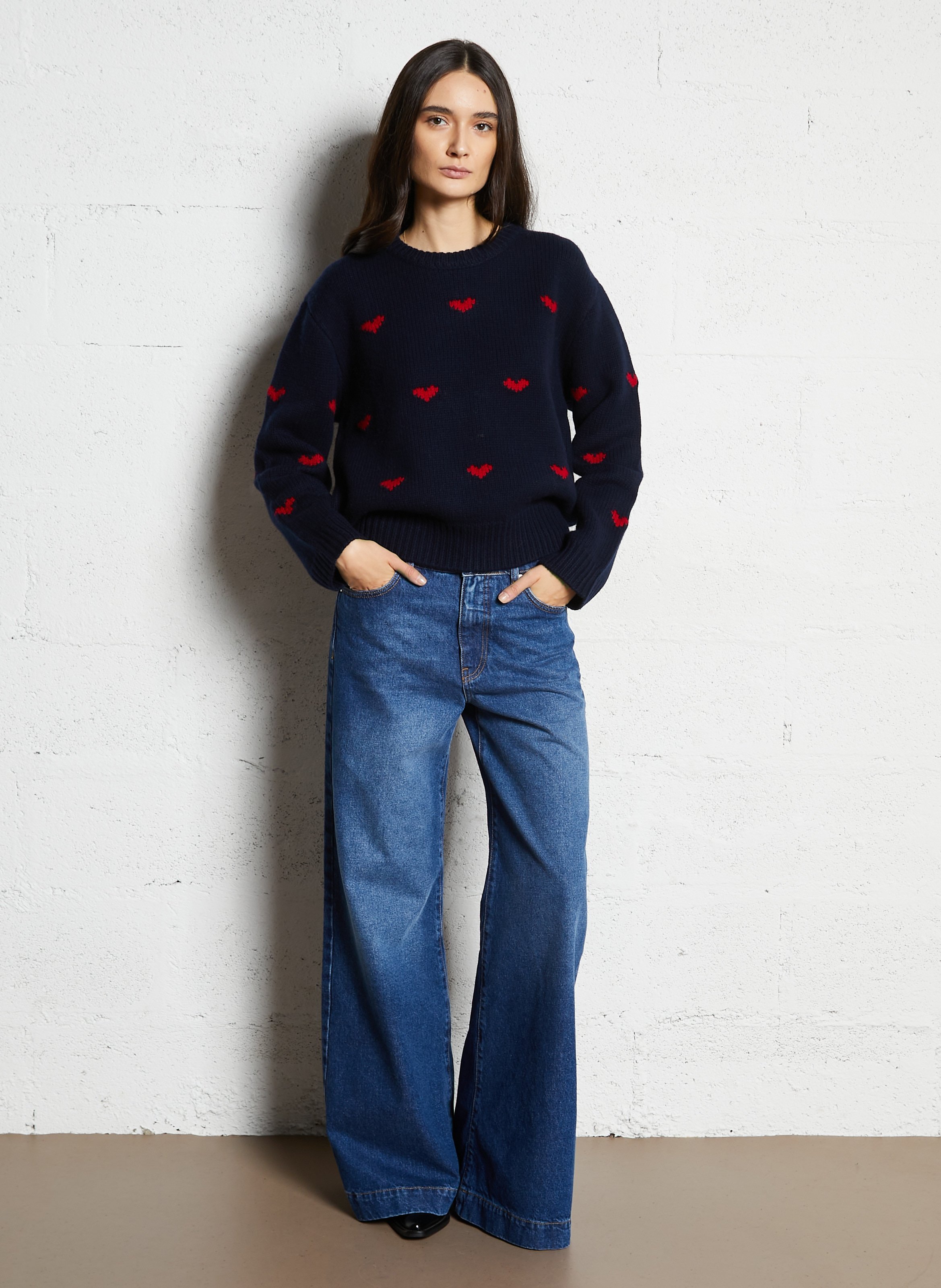 Woleg - Oversize-Wollpullover mit Rundhalsausschnitt BERENICE Blau