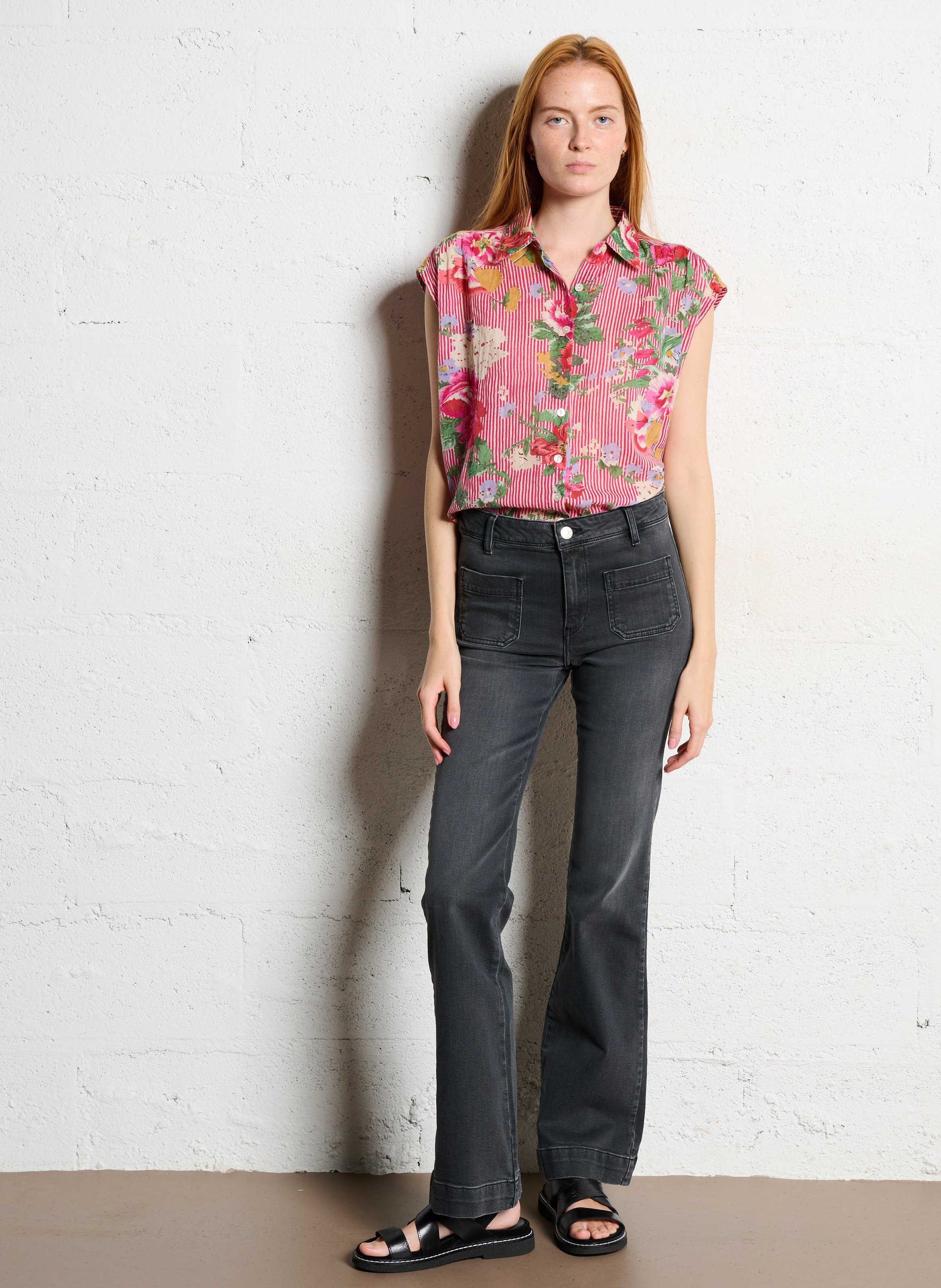 Charlotte cotton flared jeans ACQUAVERDE Grey