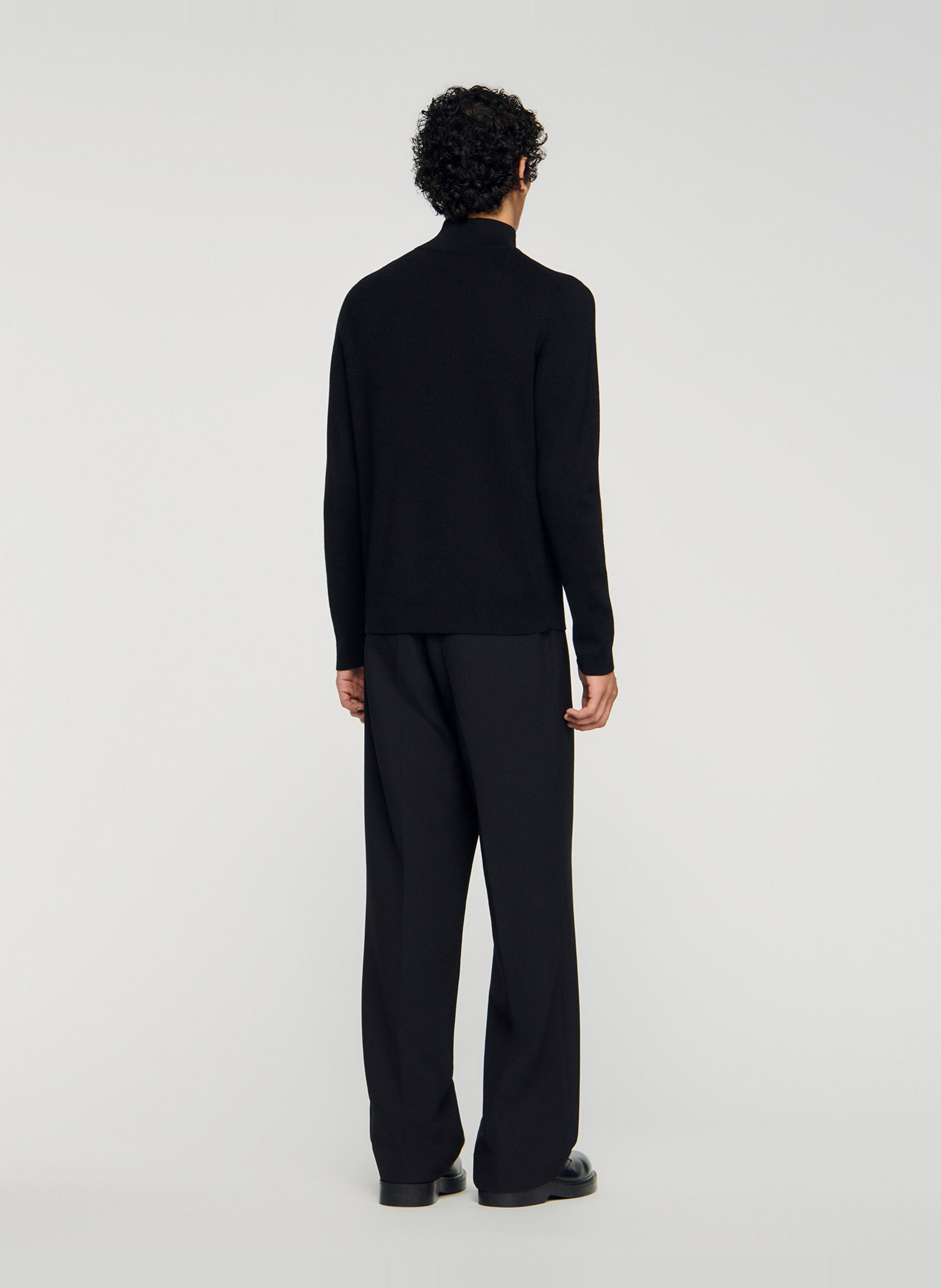 Zip-up high-neck wool jumper SANDRO Black