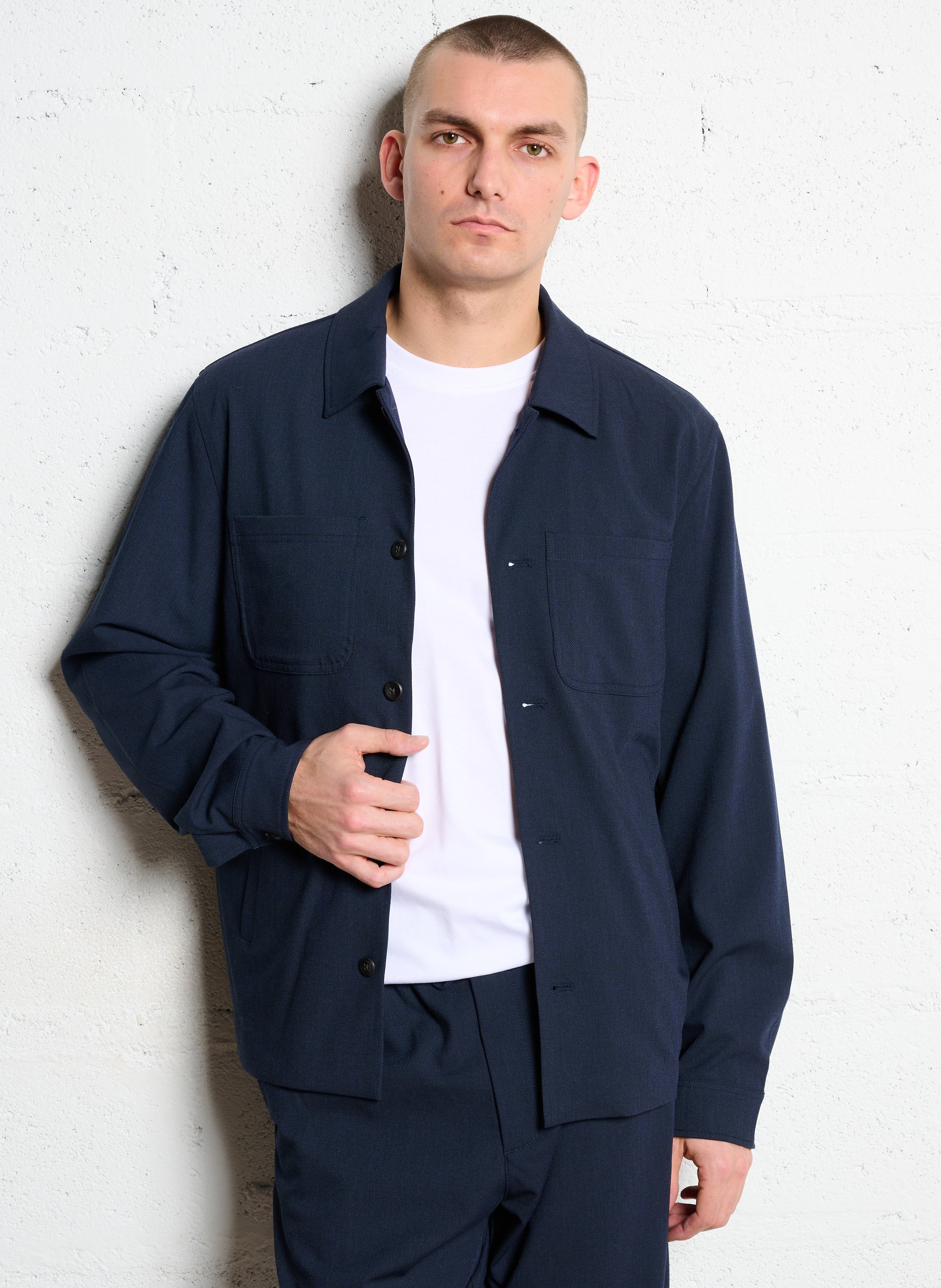 Veste droite boutonnée unie LES DEUX Bleu