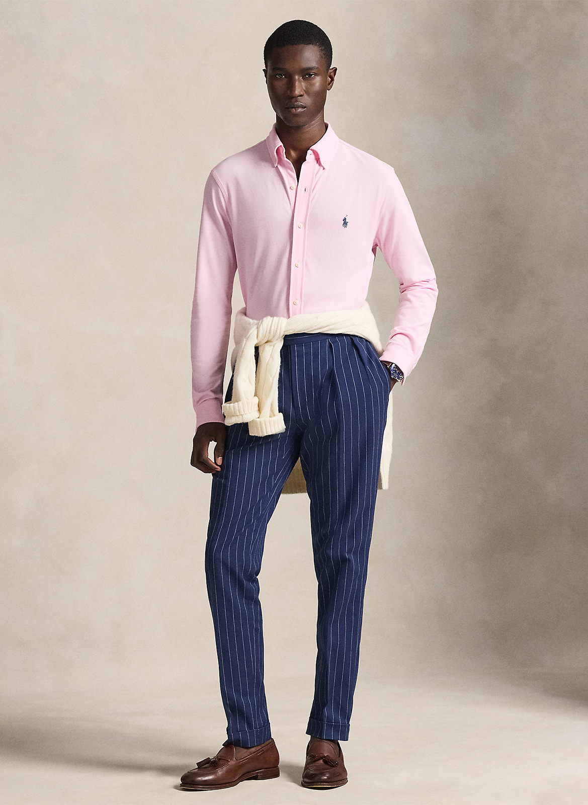 Fitted knit shirt Pink