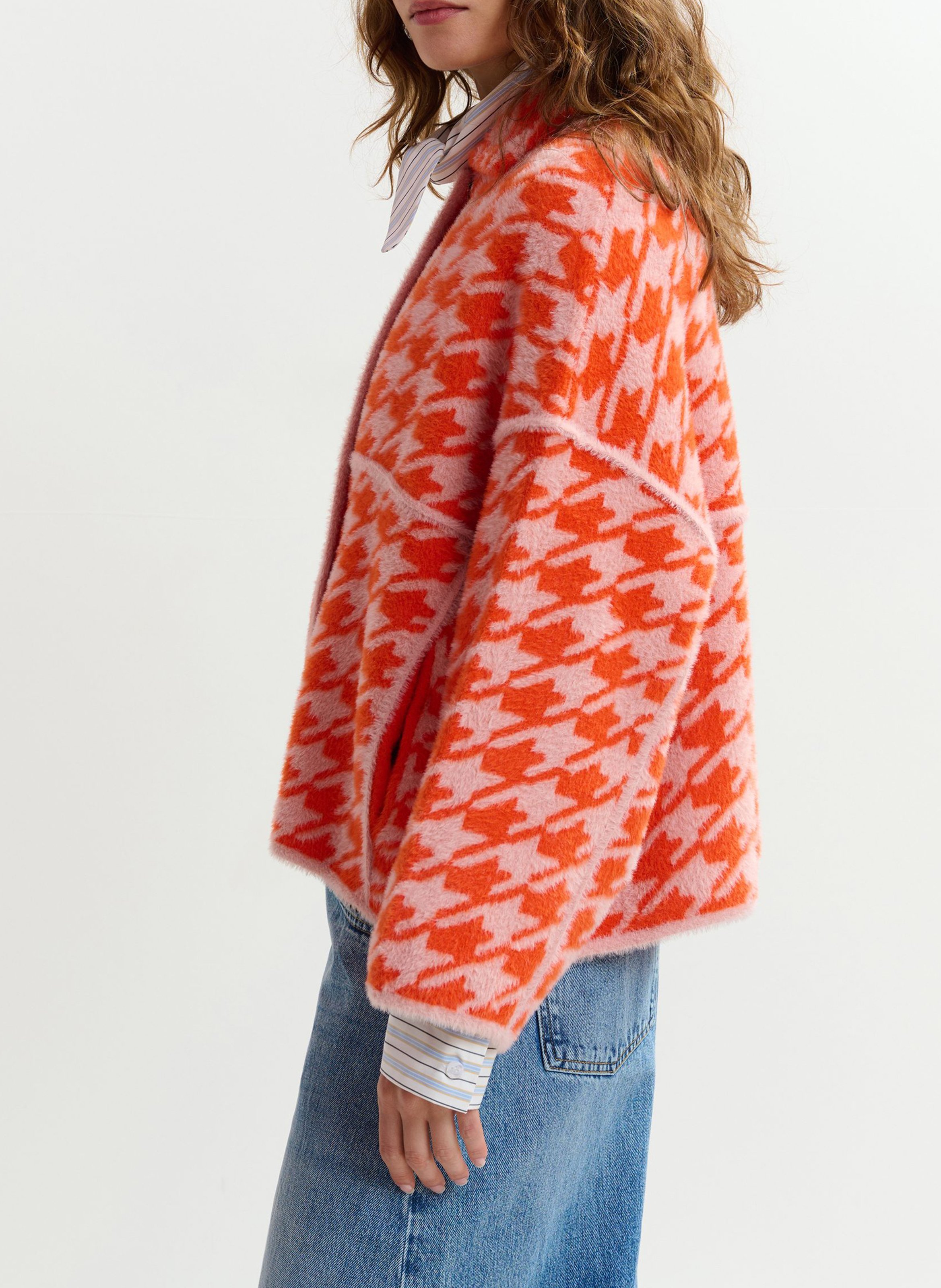 Straight jacket with classic collar print ESSENTIEL ANTWERP Orange