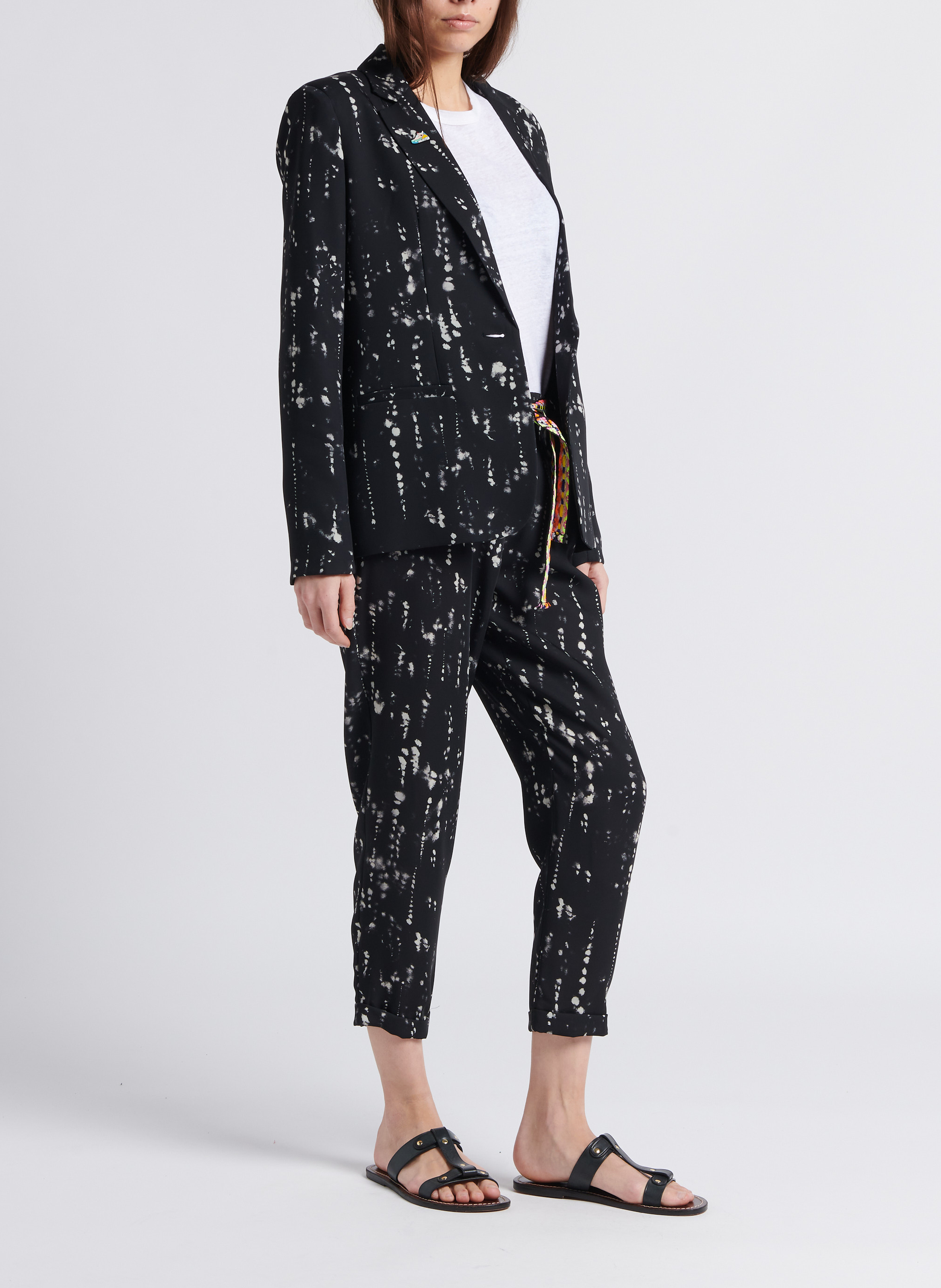 Pantalon 7/8ème taille haute avec ceinture PLEASE Noir