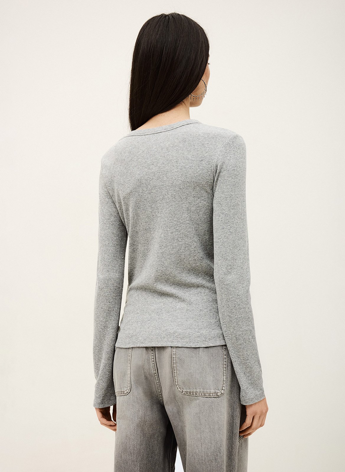 Straight ribbed round neck T-shirt BA&SH Black