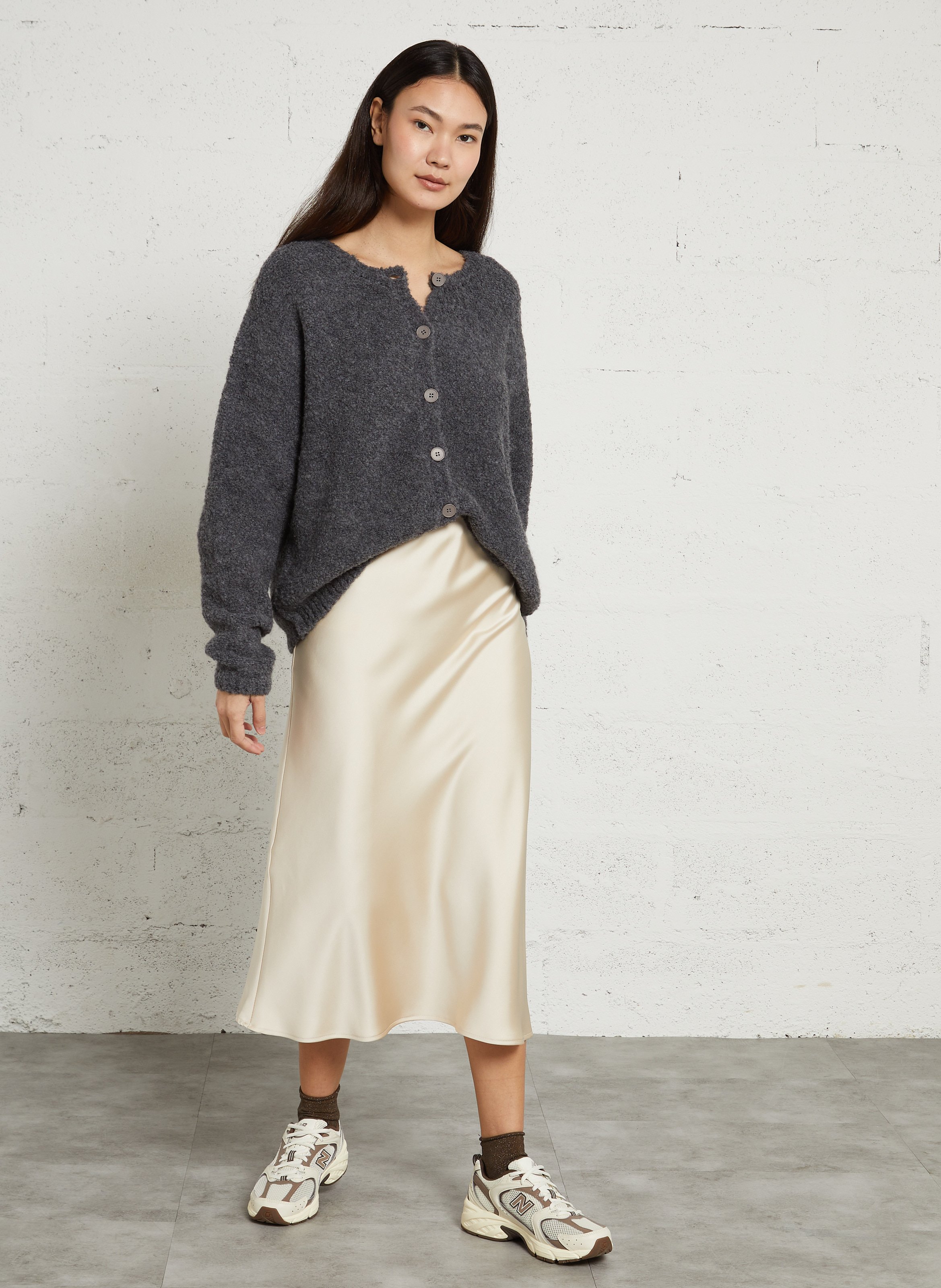 Oversized cardigan van wolmix AMERICAN VINTAGE Grijs