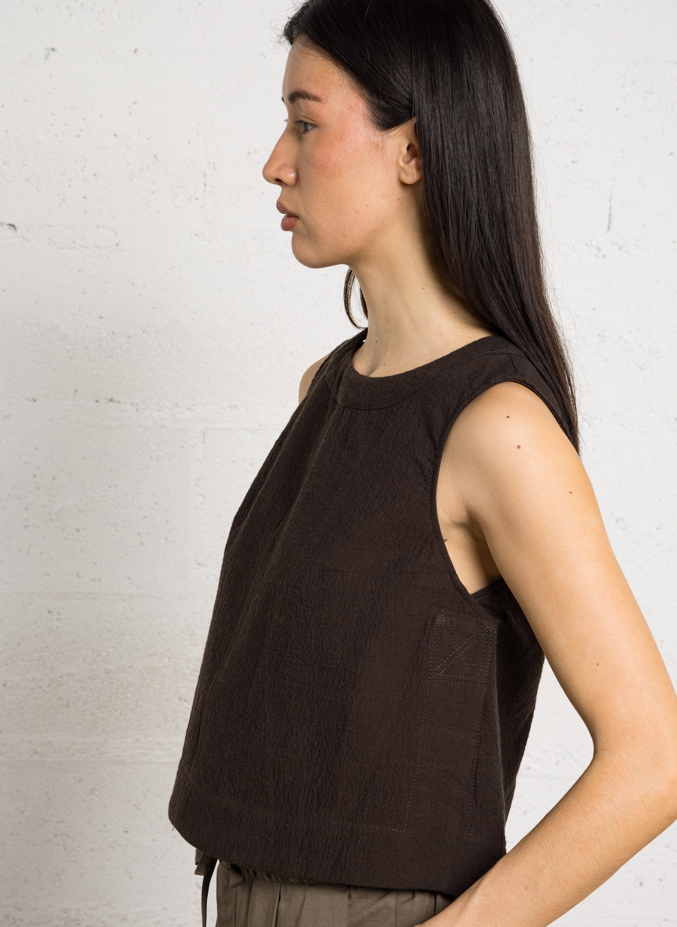 Top col rond en coton SOEUR Marron