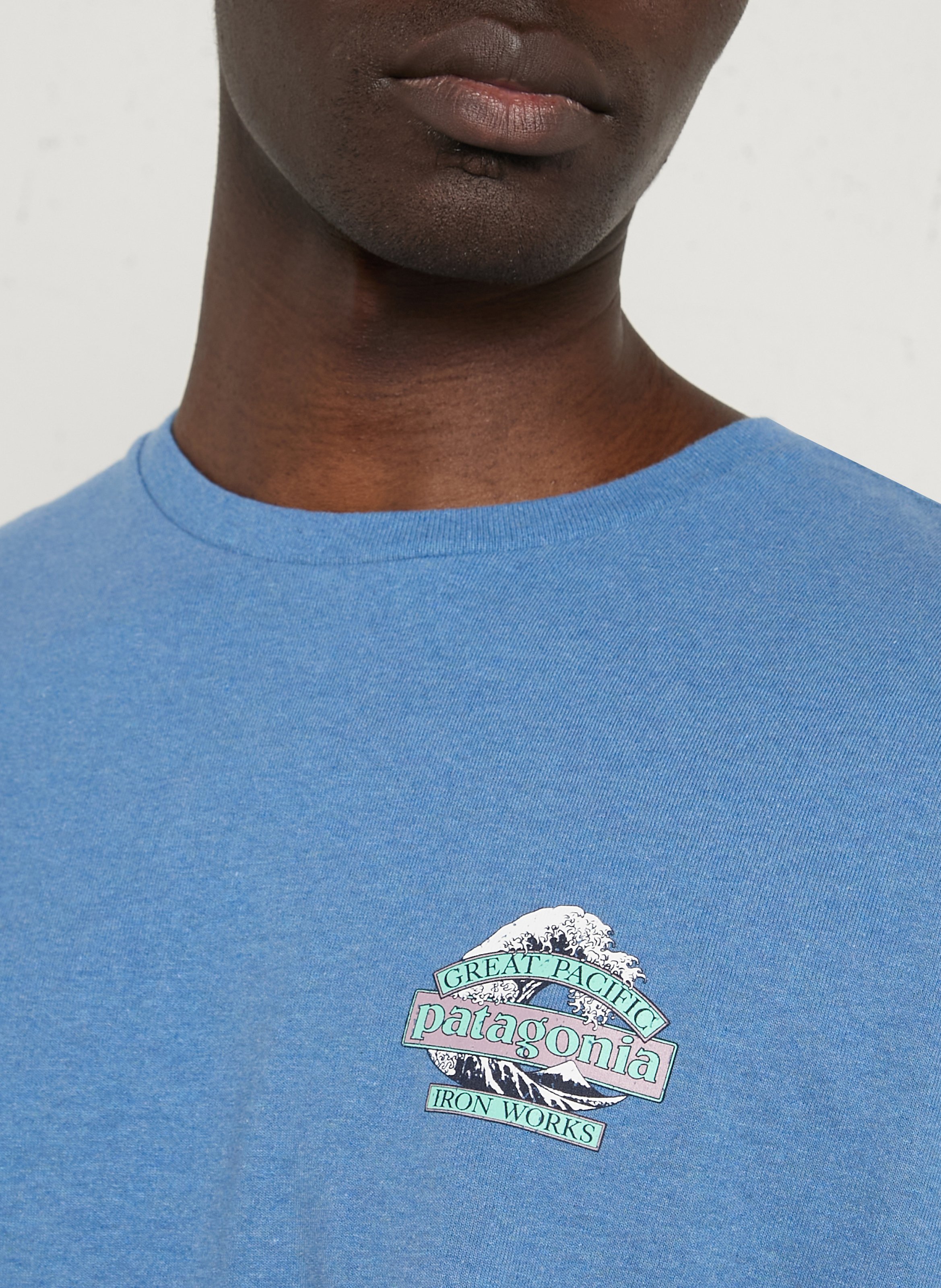 Gerade geschnittenes Rundhals-T-Shirt aus recyceltem Baumwoll-Mix PATAGONIA Blau