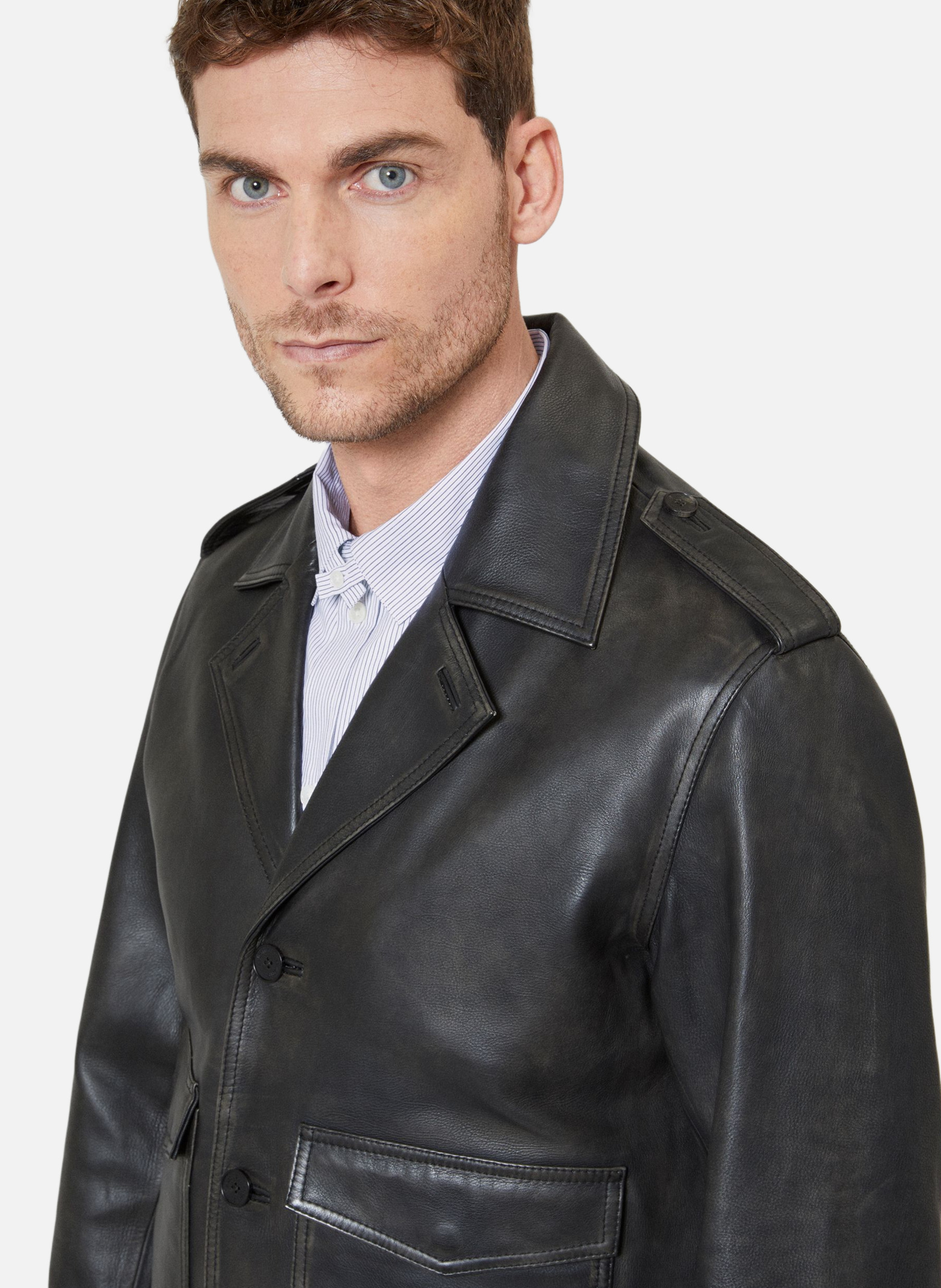 Buttoned leather jacket THE KOOPLES Black