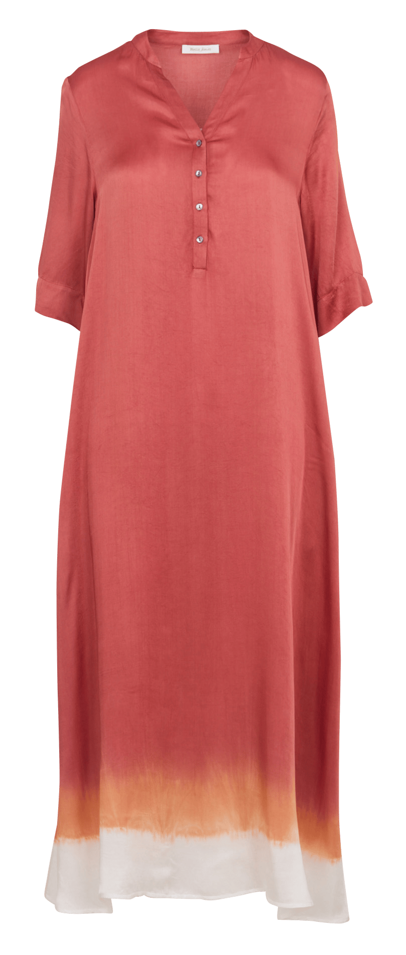 Langes V-Ausschnitt bedrucktes Tie&Dye Satinkleid BELLA JONES Orange