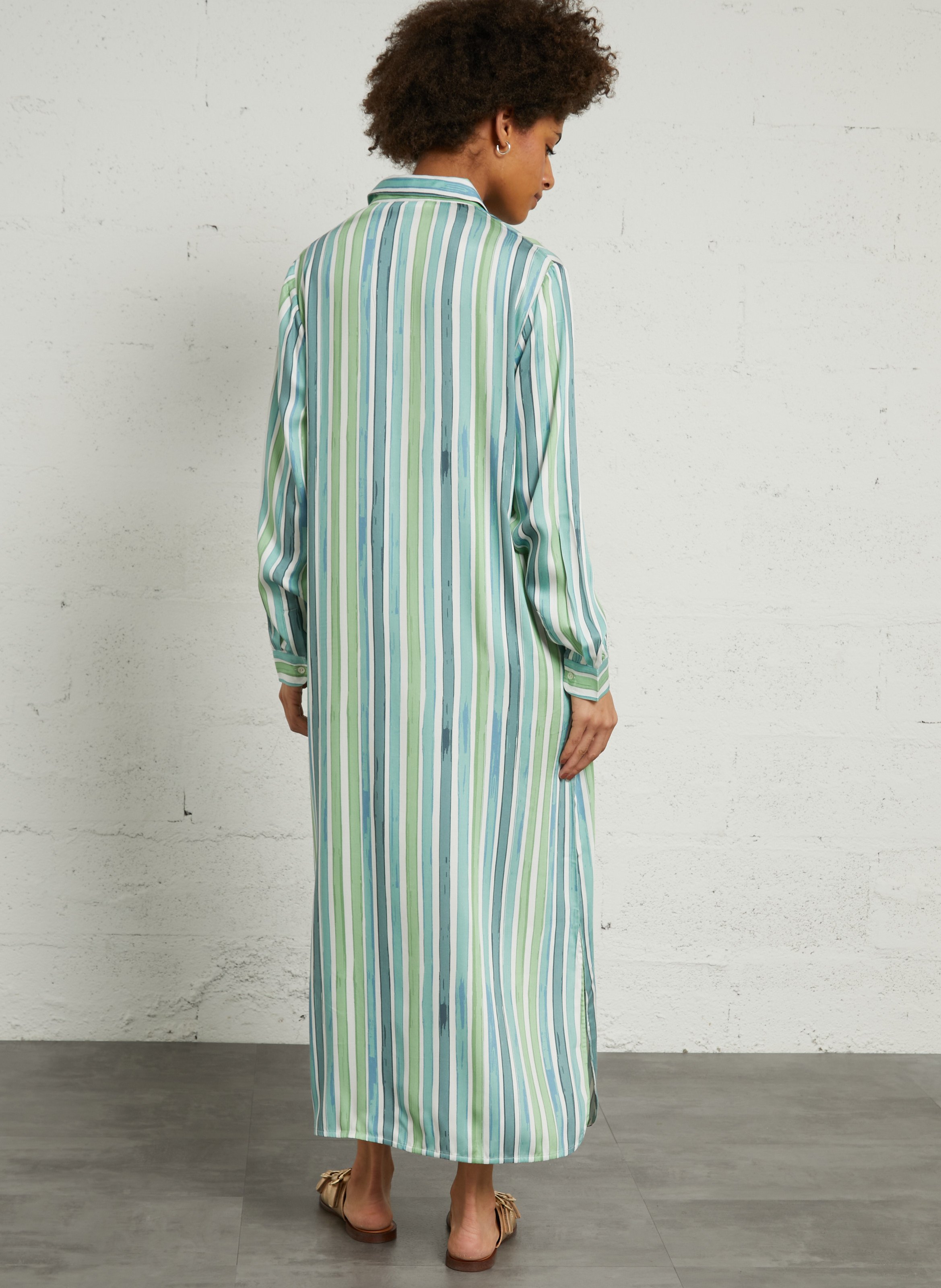 Robe chemise col classique à rayures BELLA JONES Bleu