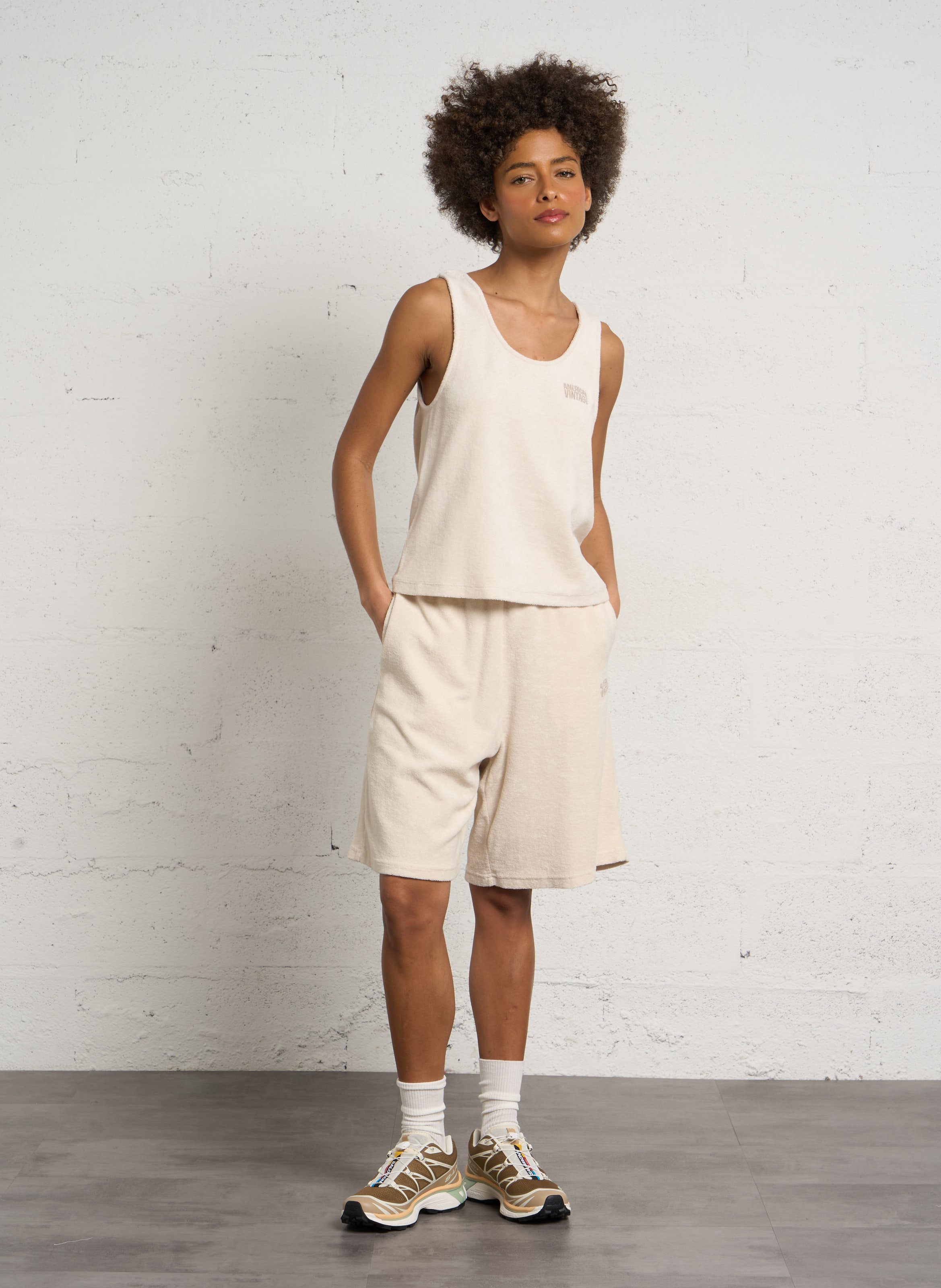 Gerader Rock aus Bio-Baumwolle und recycelter Baumwolle AMERICAN VINTAGE Beige