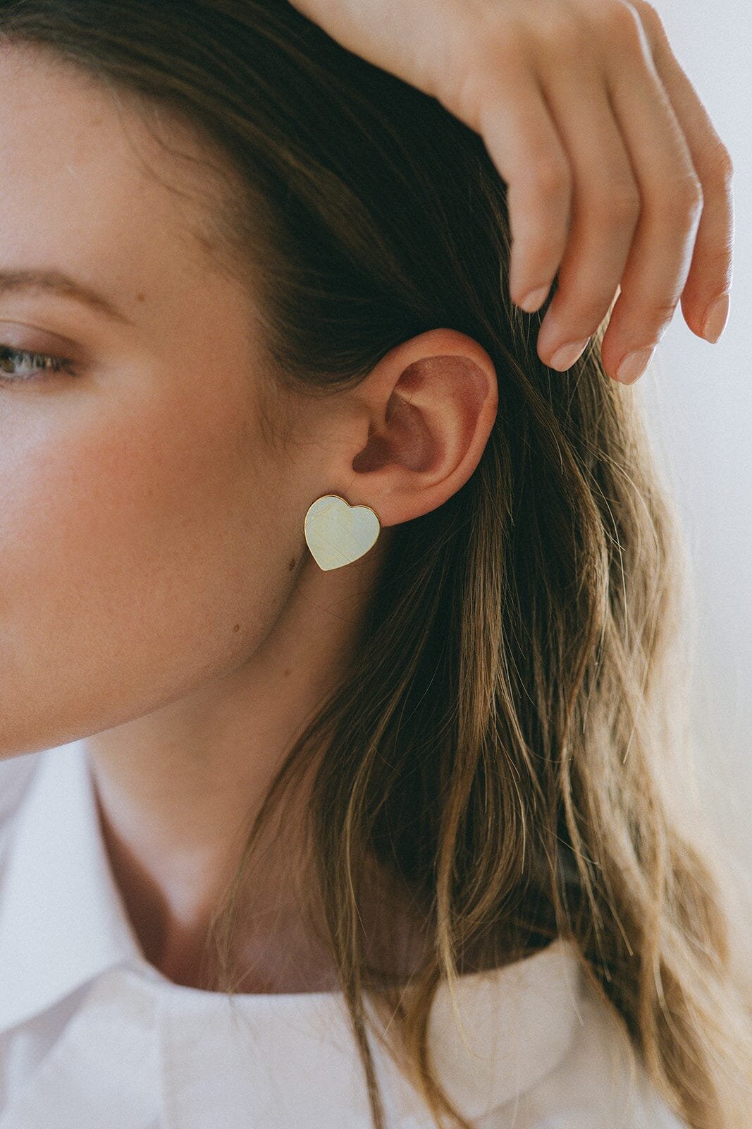 Heart-shaped silver-plated stud earrings Silver