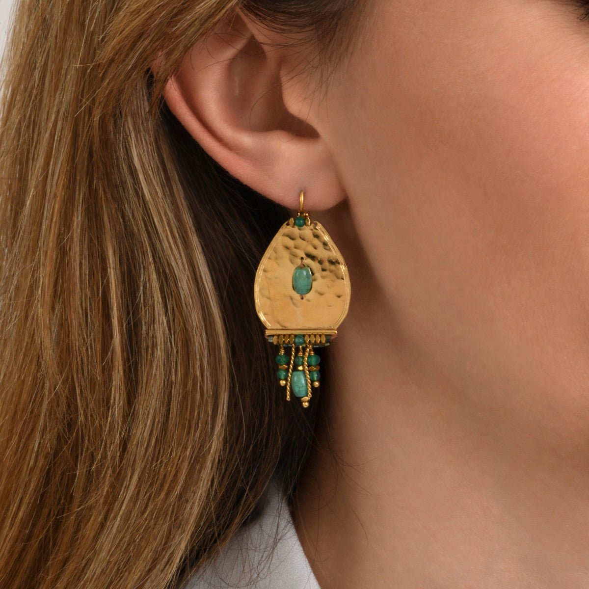 Earrings in fine gold plating SATELLITE PARIS Green