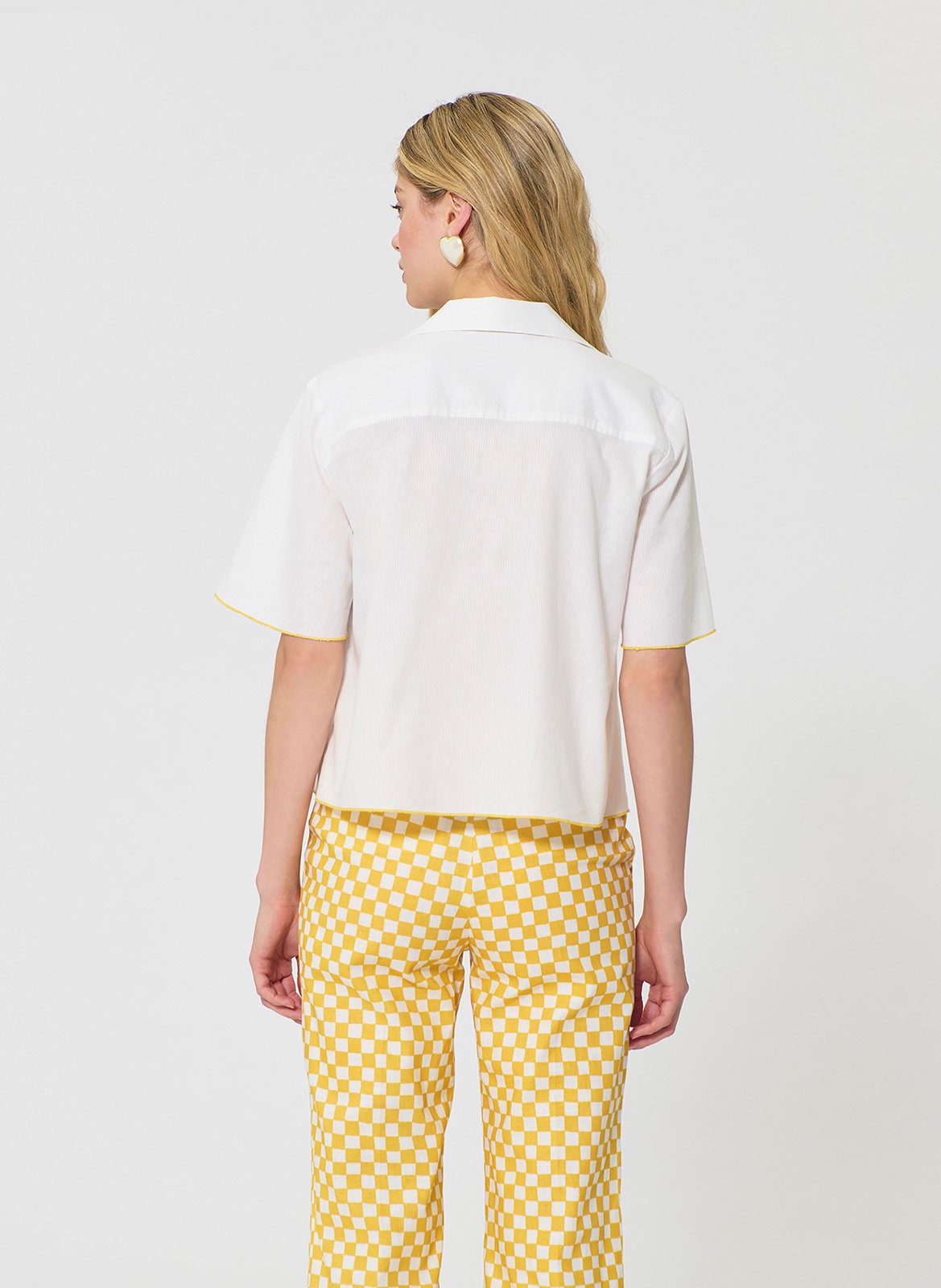 Chemise droite col cubain en coton TARA JARMON Beige