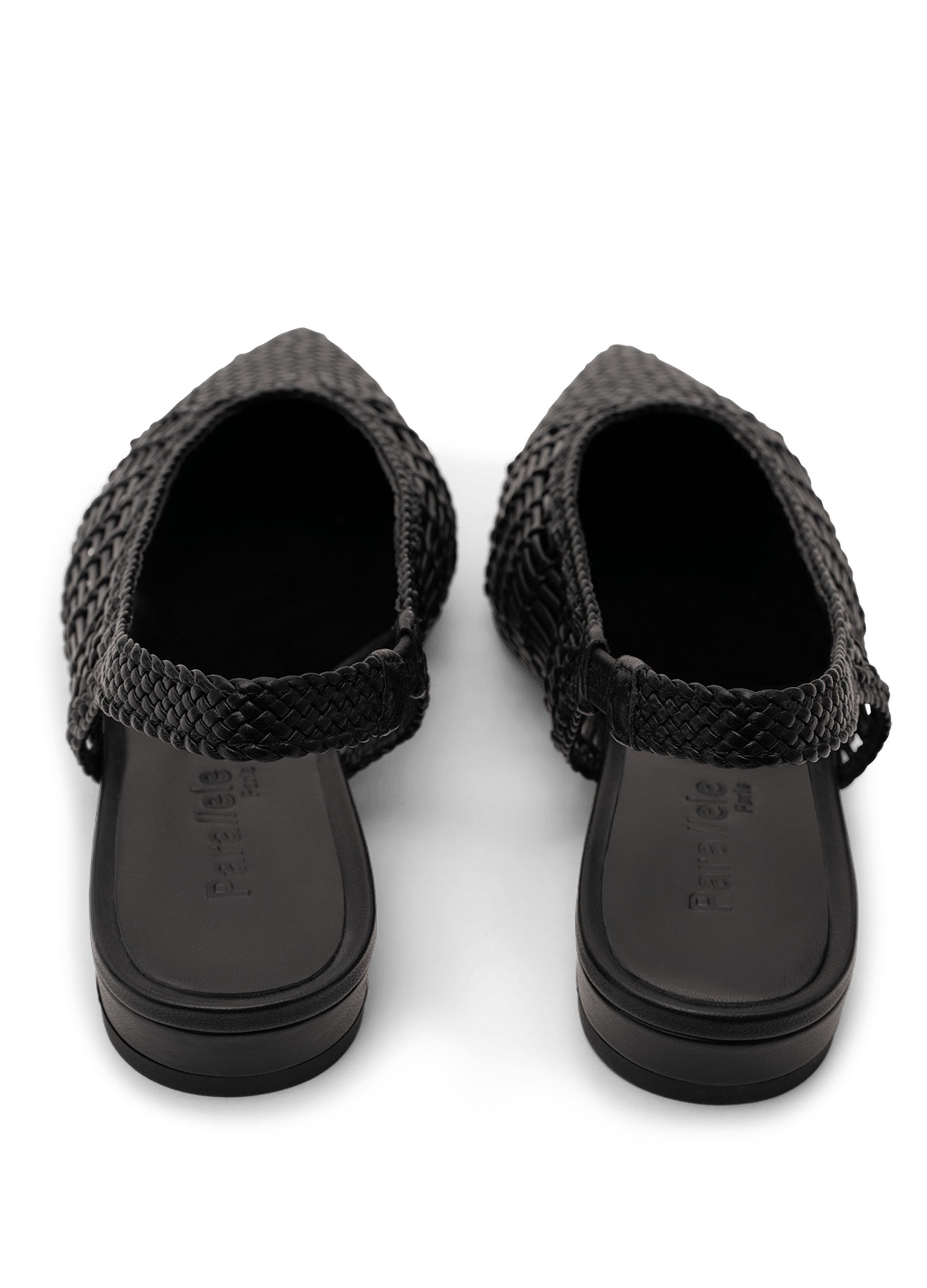 Black braided nappa leather ballerina flats PARALLELE PARIS Black