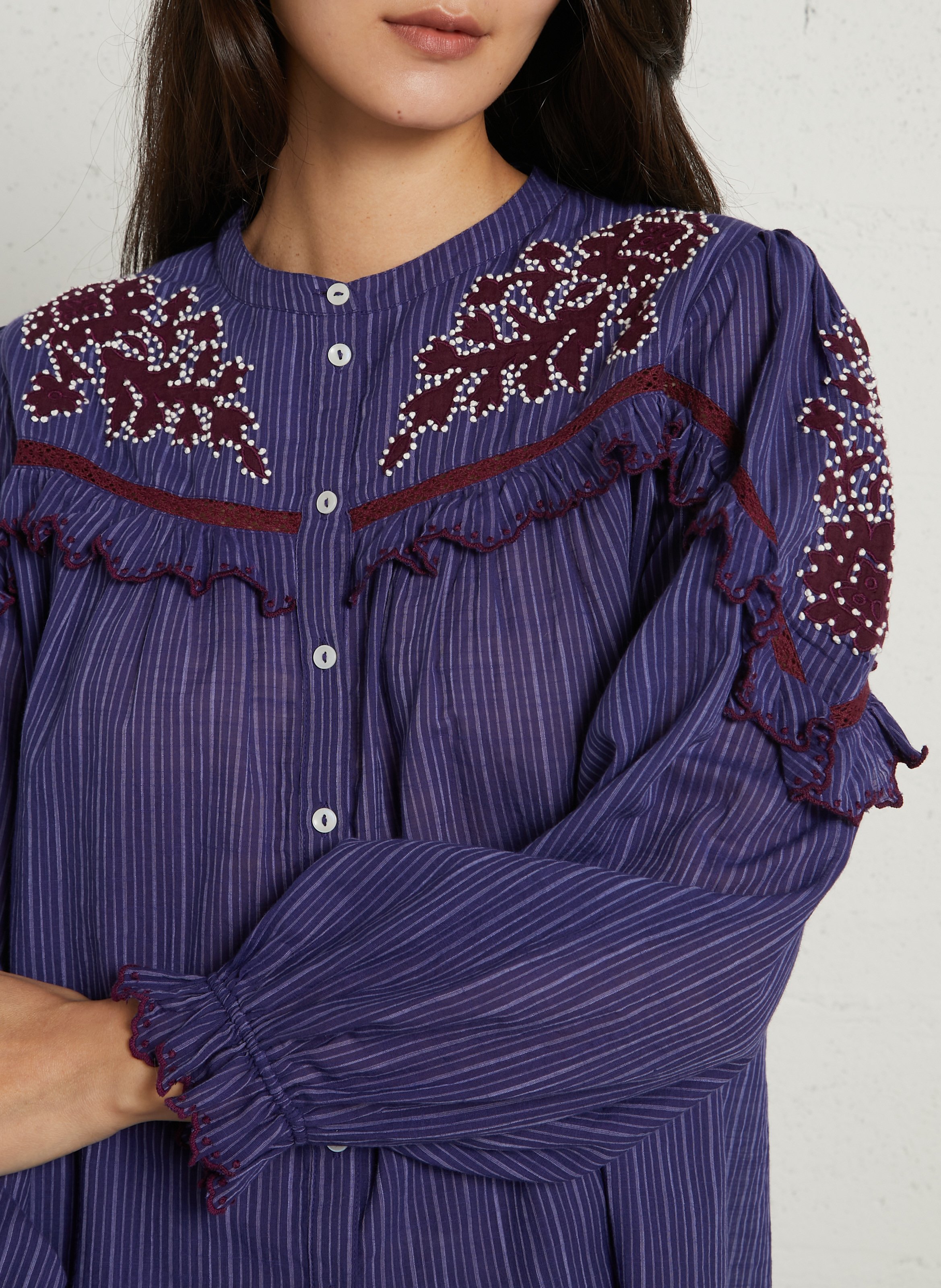 Gerade geschnittene Baumwollbluse mit Streifen LOUISE MISHA Blau