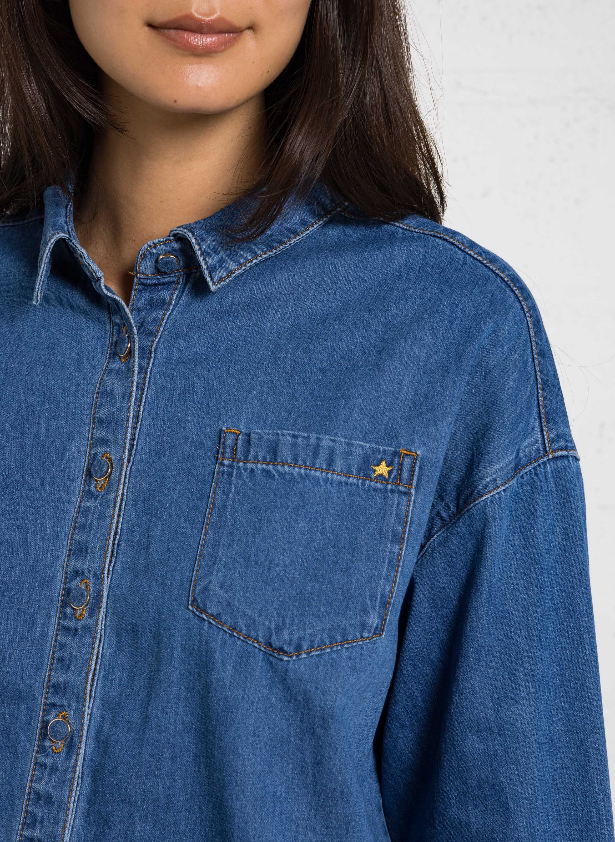 Oversized denim shirt LA PETITE ETOILE Blue