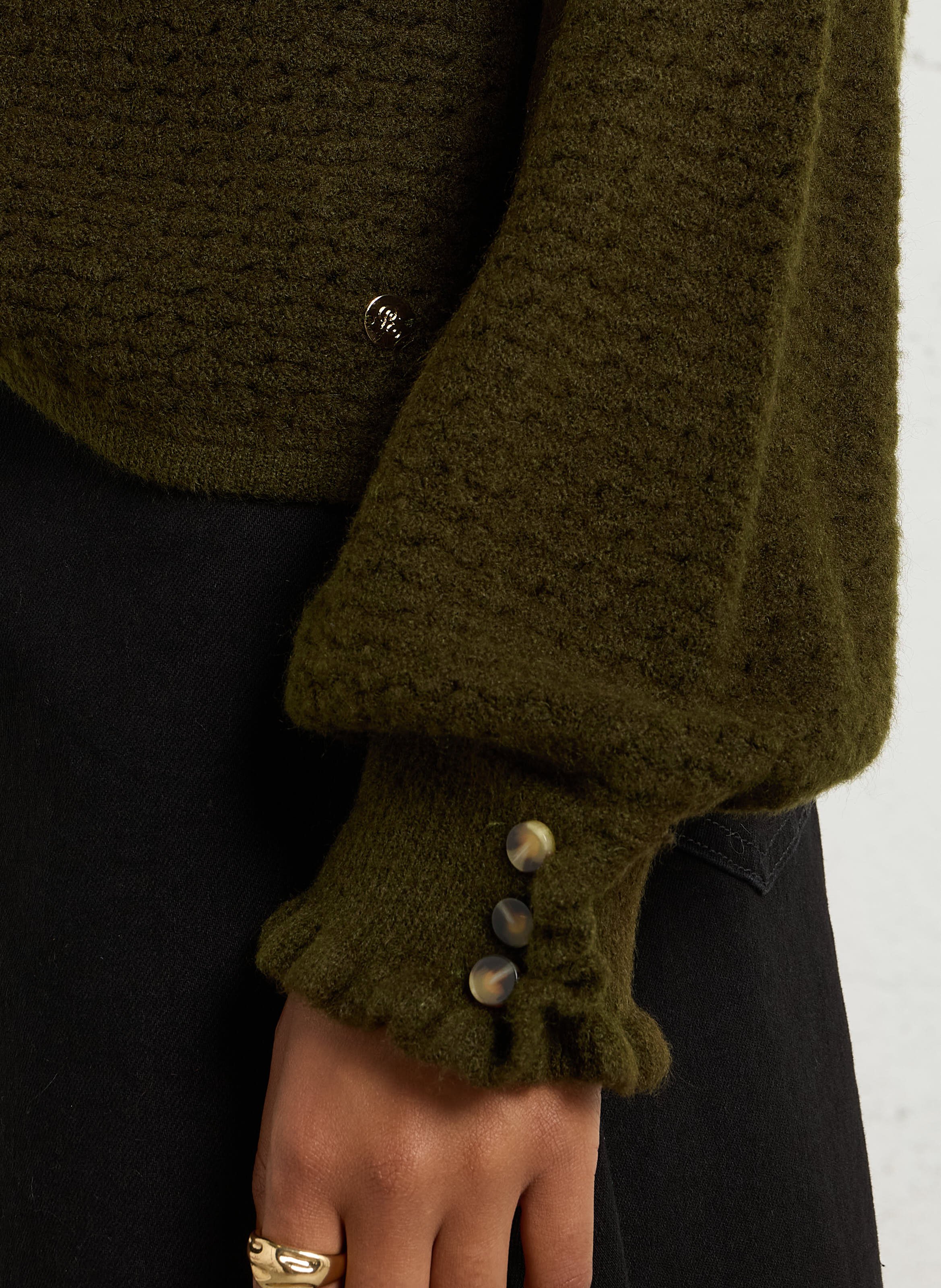 Pull oversize ajouré col V LA PETITE ETOILE Kaki