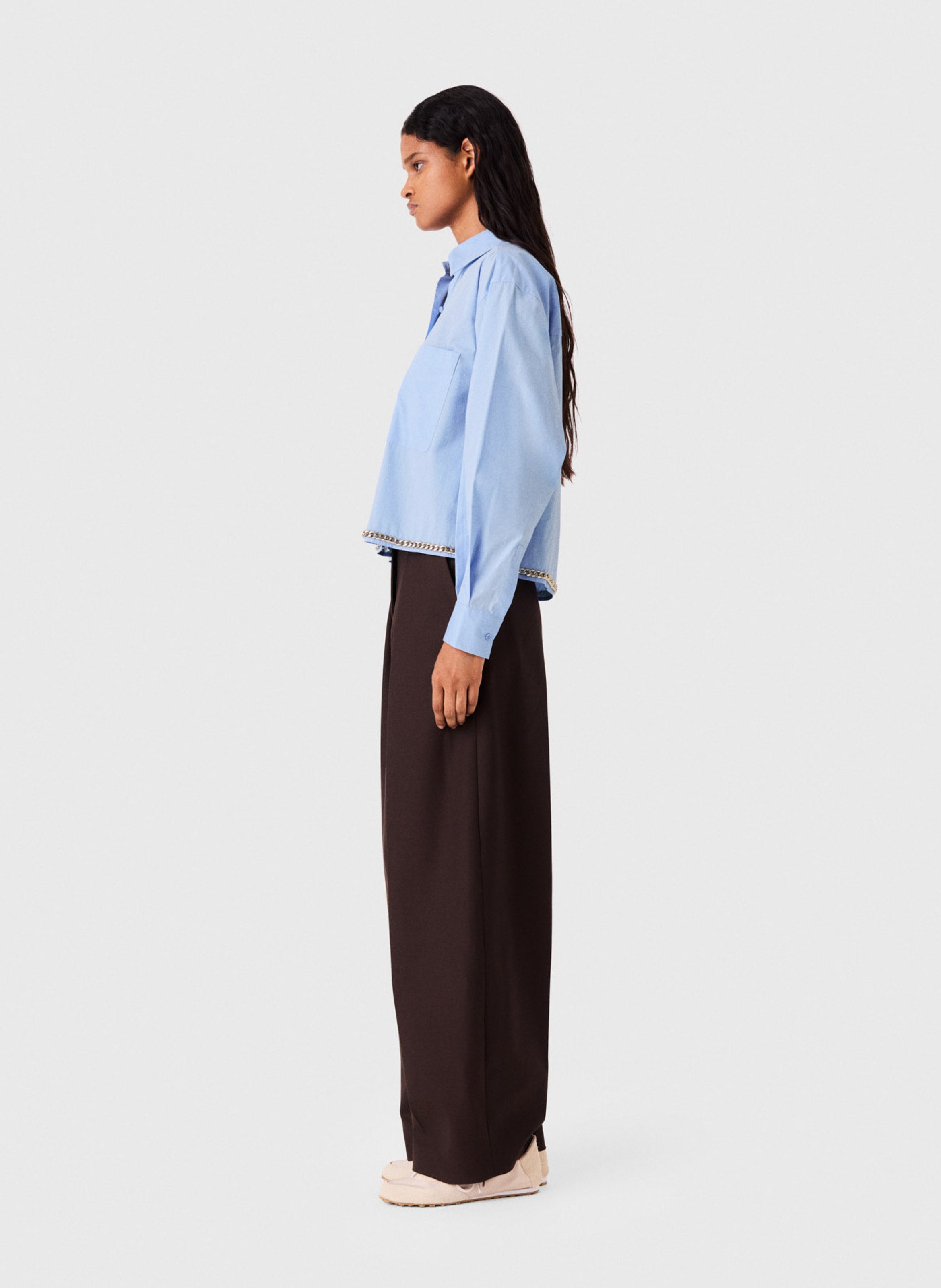 Chemise droite en coton MAJE Bleu