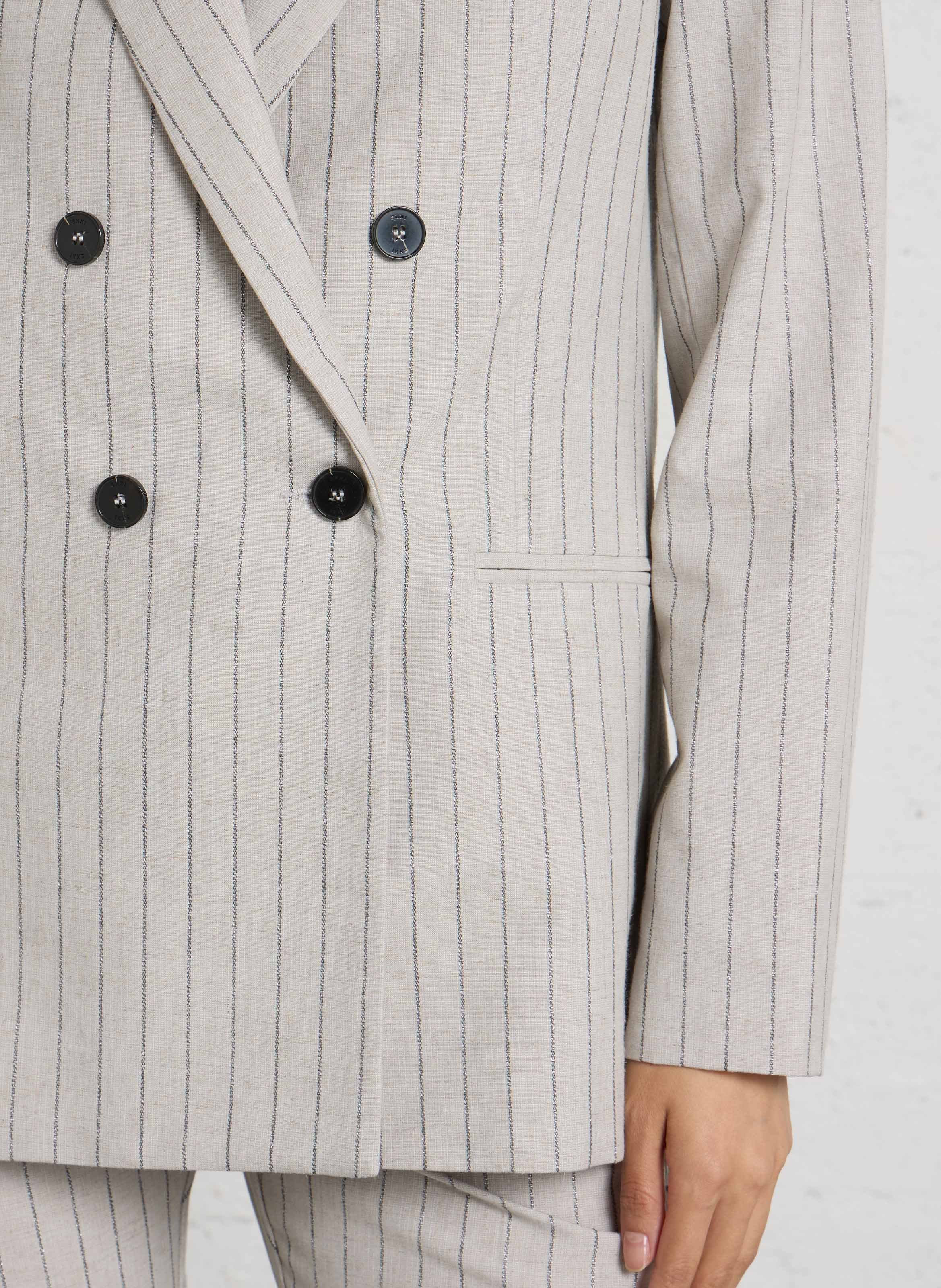 Straight Striped Blazer IKKS Beige