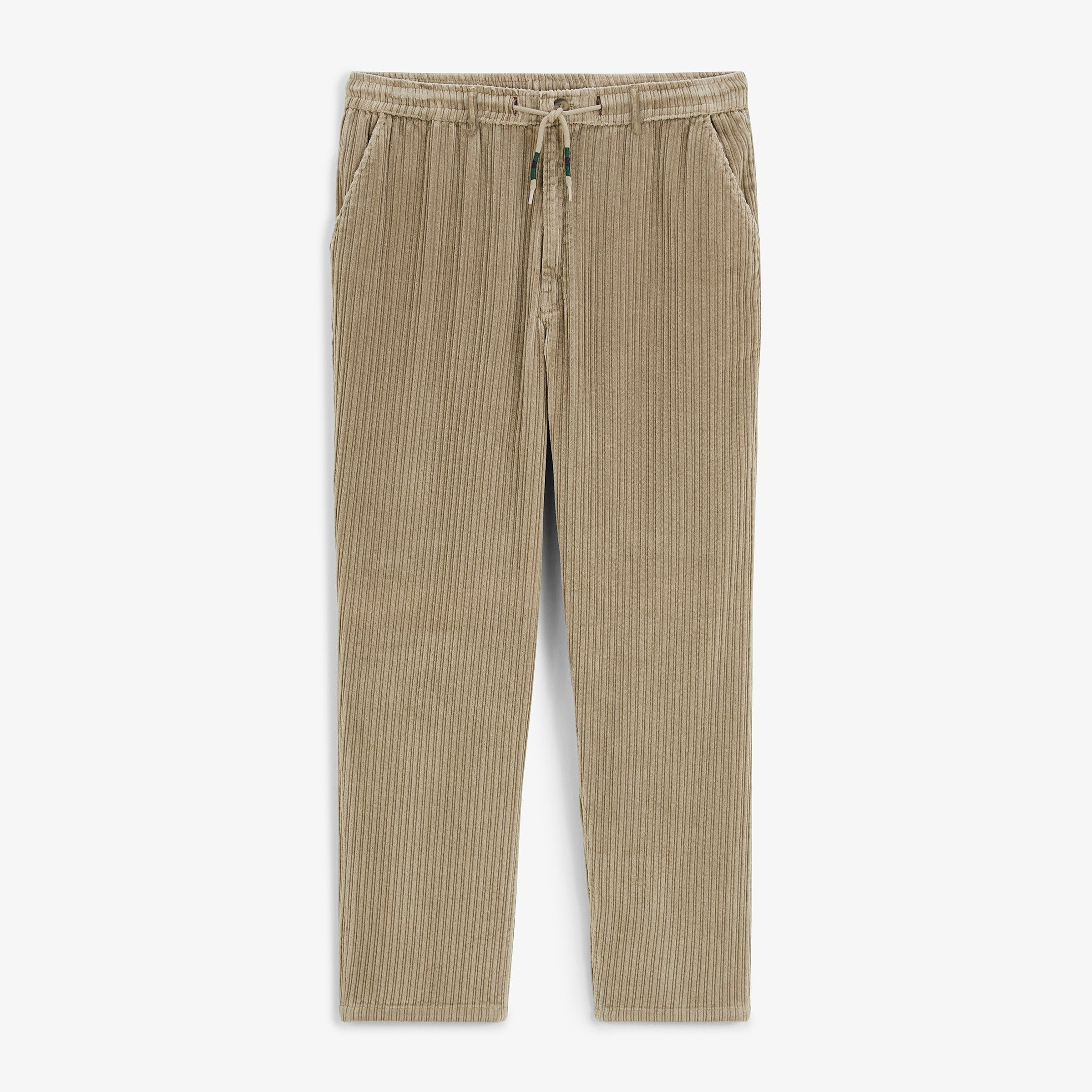 Corduroy stretch pants 557 with elasticated waist in travertine beige SERGE BLANCO Beige