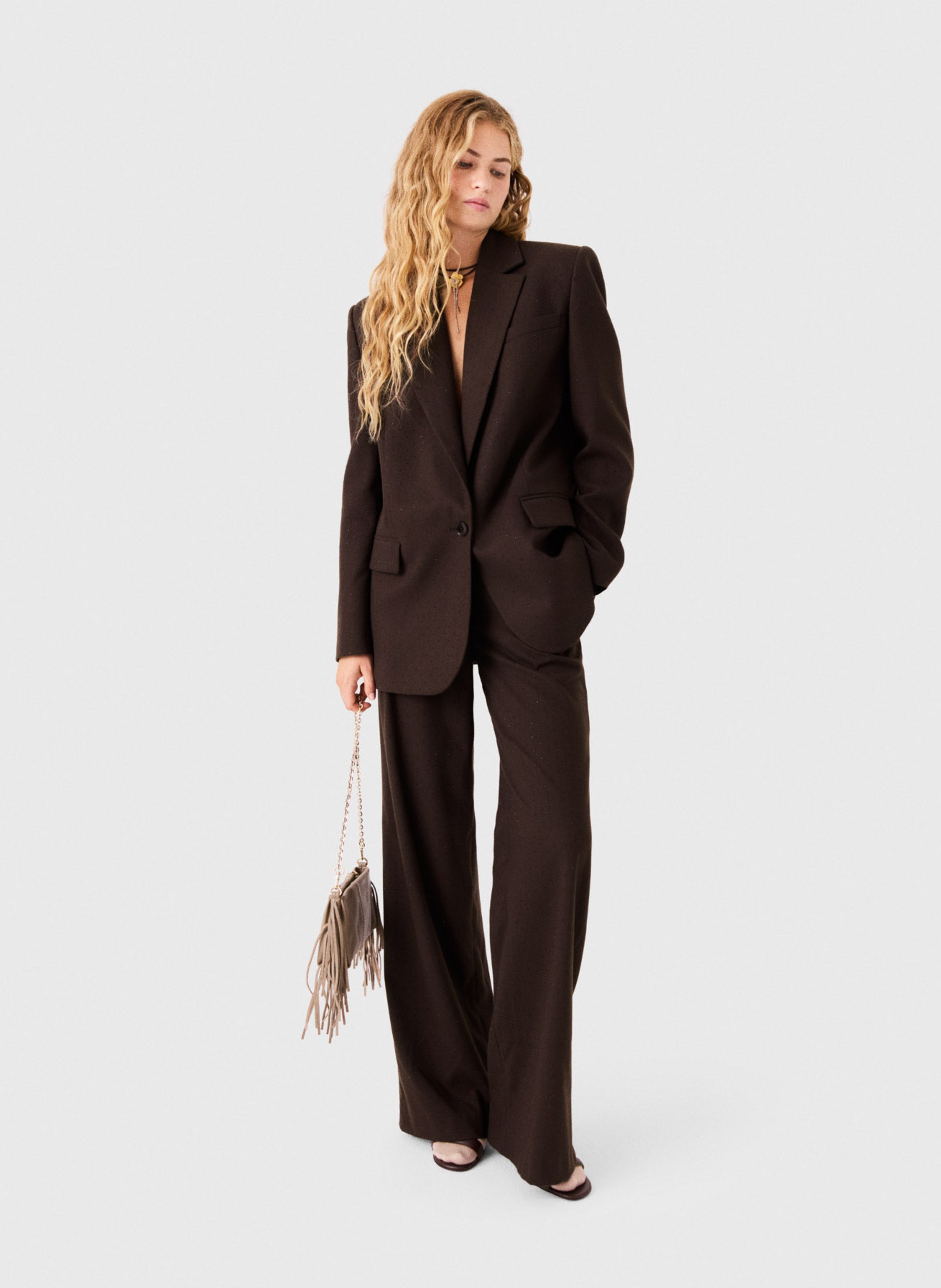 Blazer met rechte snit versierd met strass MAJE Bruin