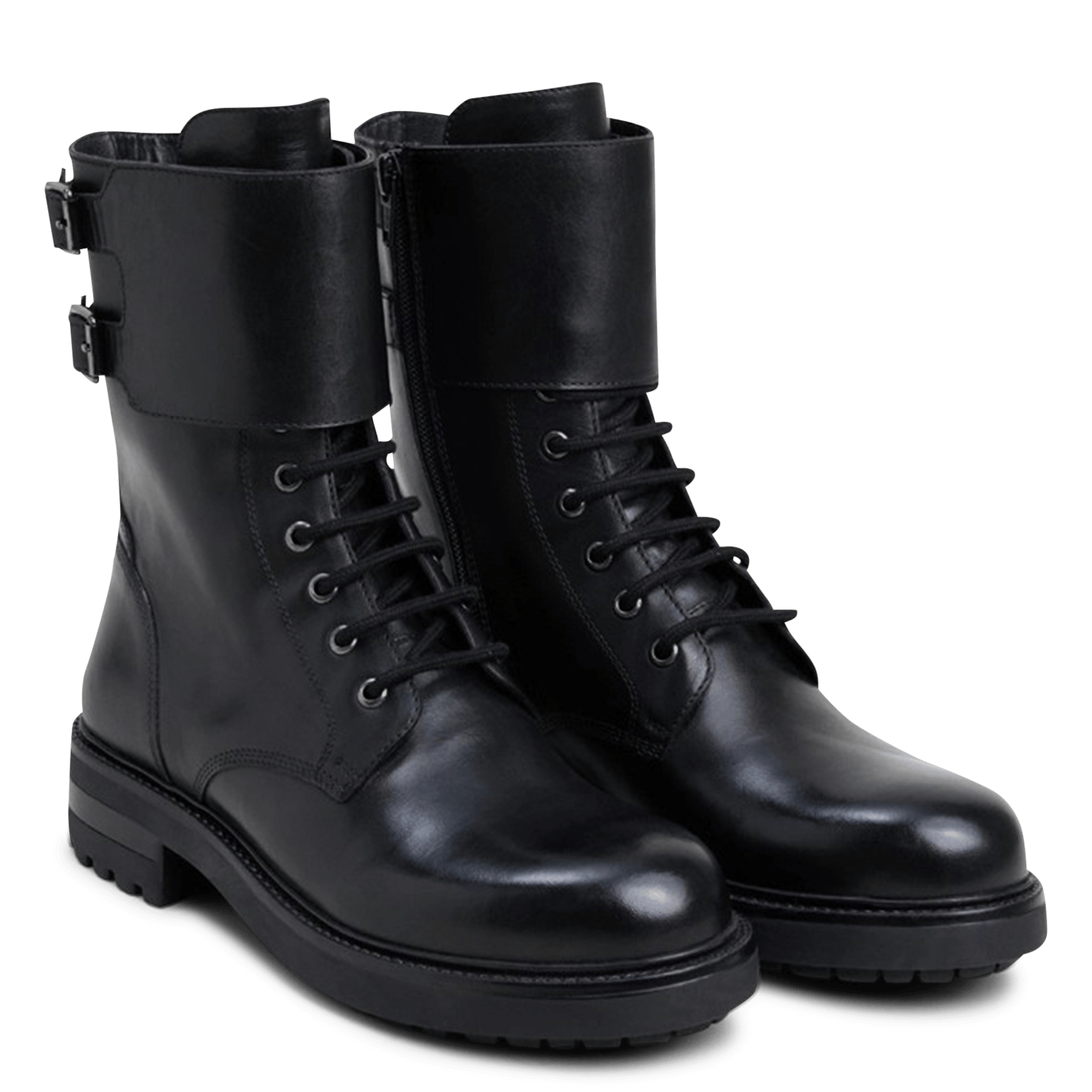 Bottines à lacets et boucles en cuir JONAK Noir