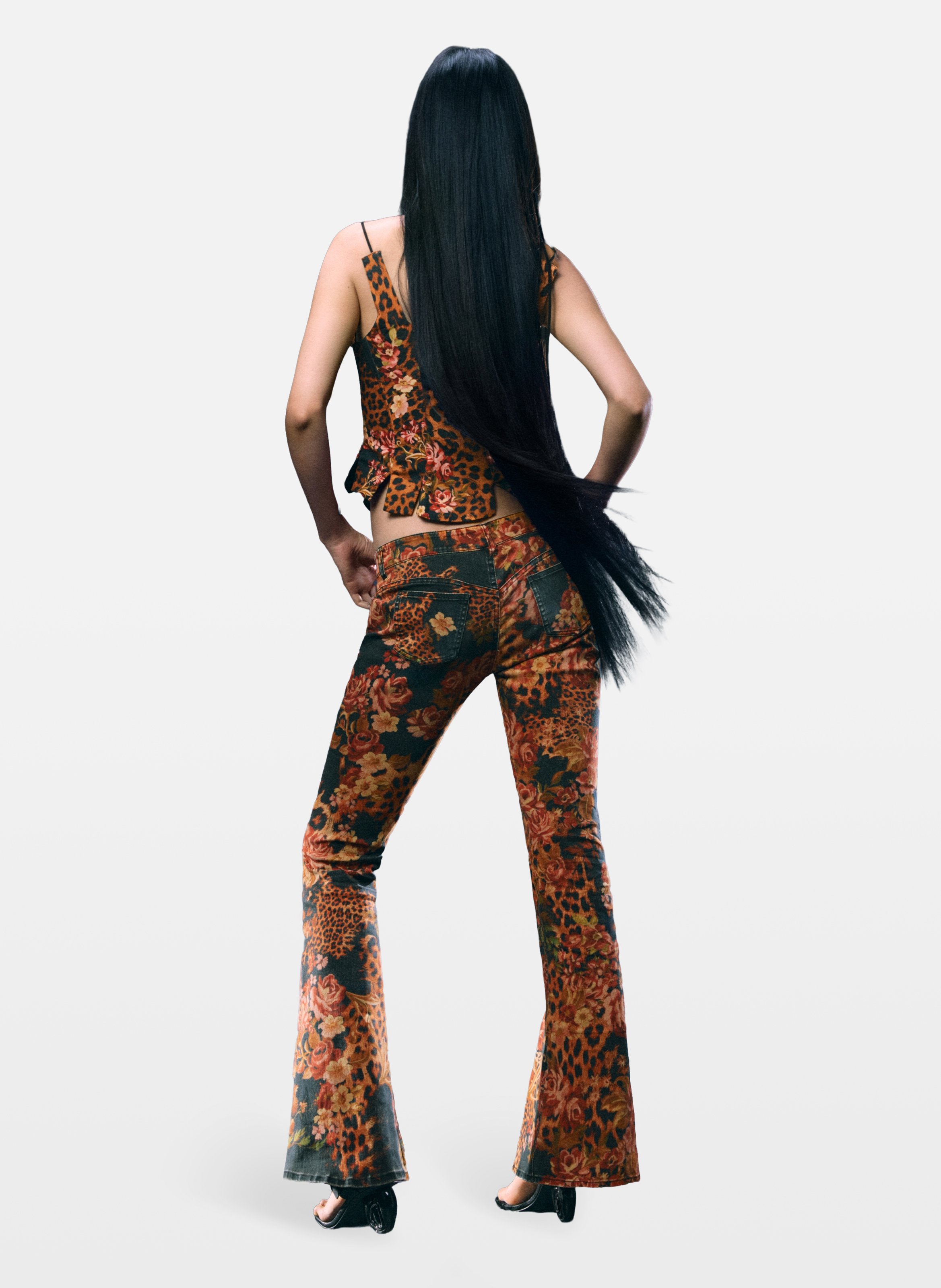 Jean évasé taille haute imprimé DESIGUAL Bleu