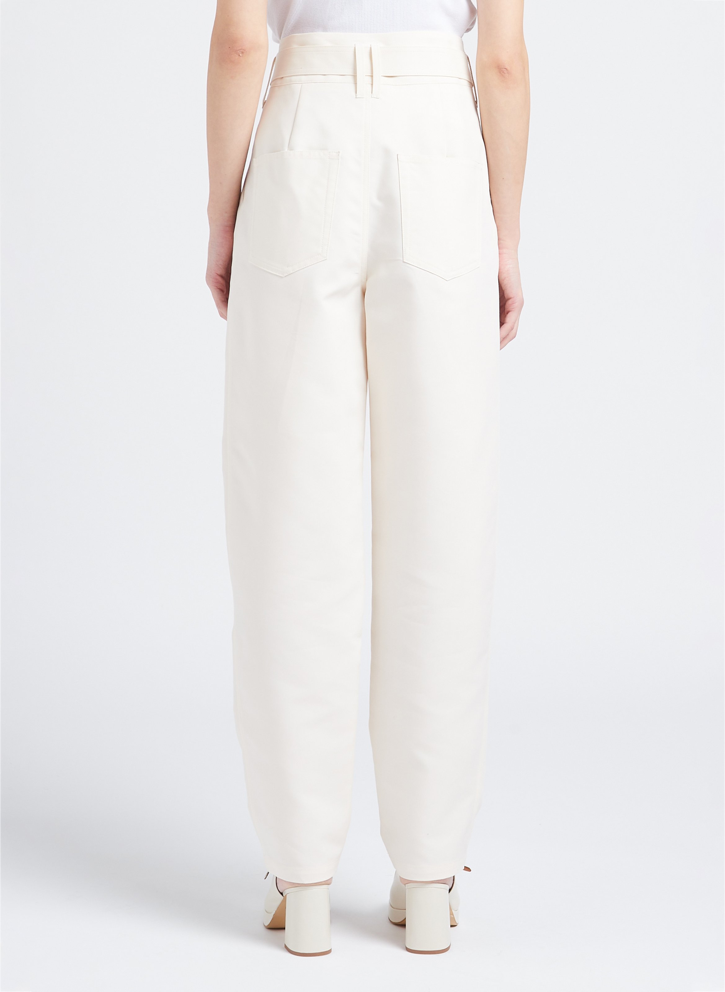 Wijde broek van katoenmix met ceintuur COLLECTORS CLUB Beige