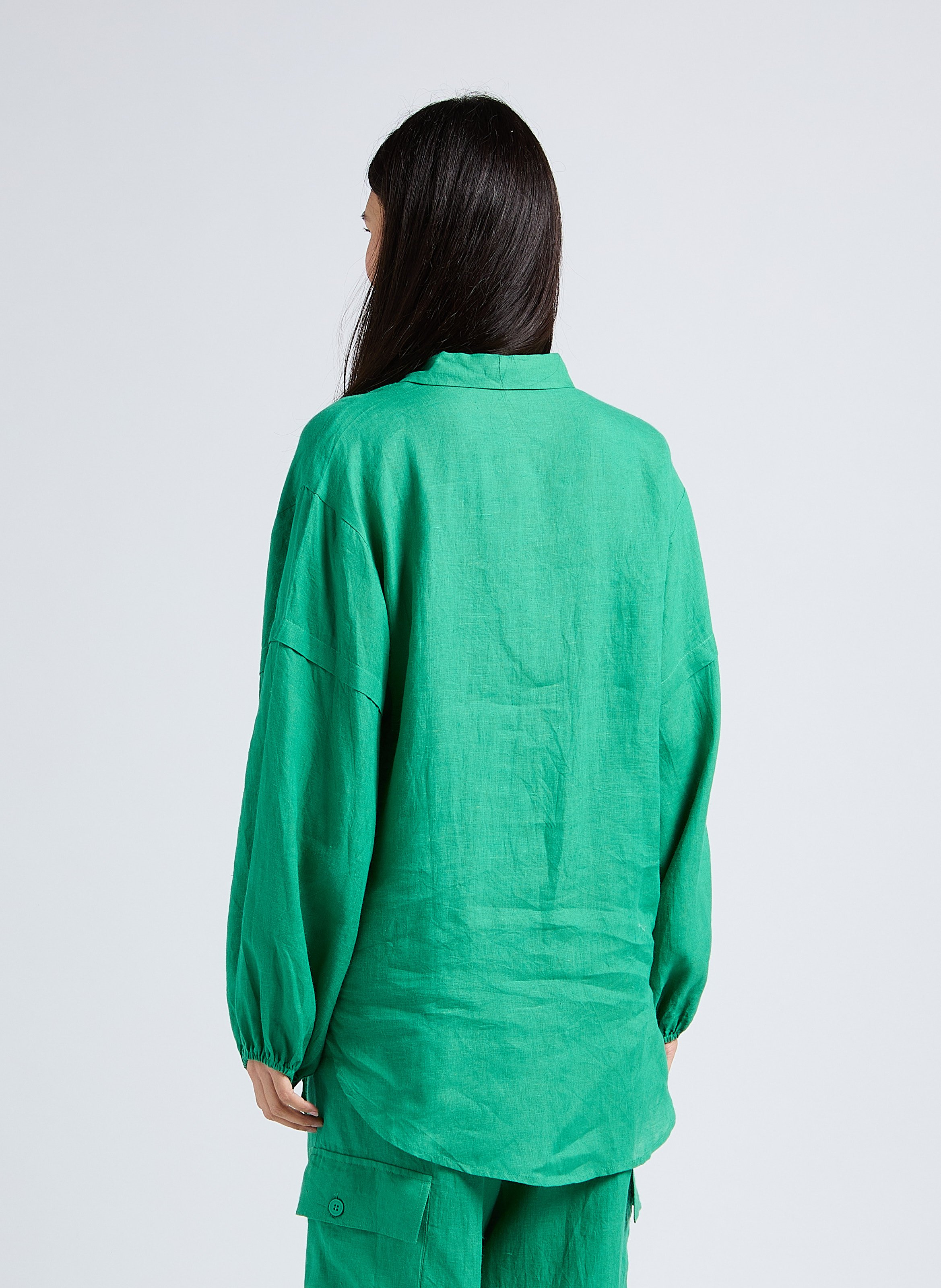 Loose-fit linen shirt Green