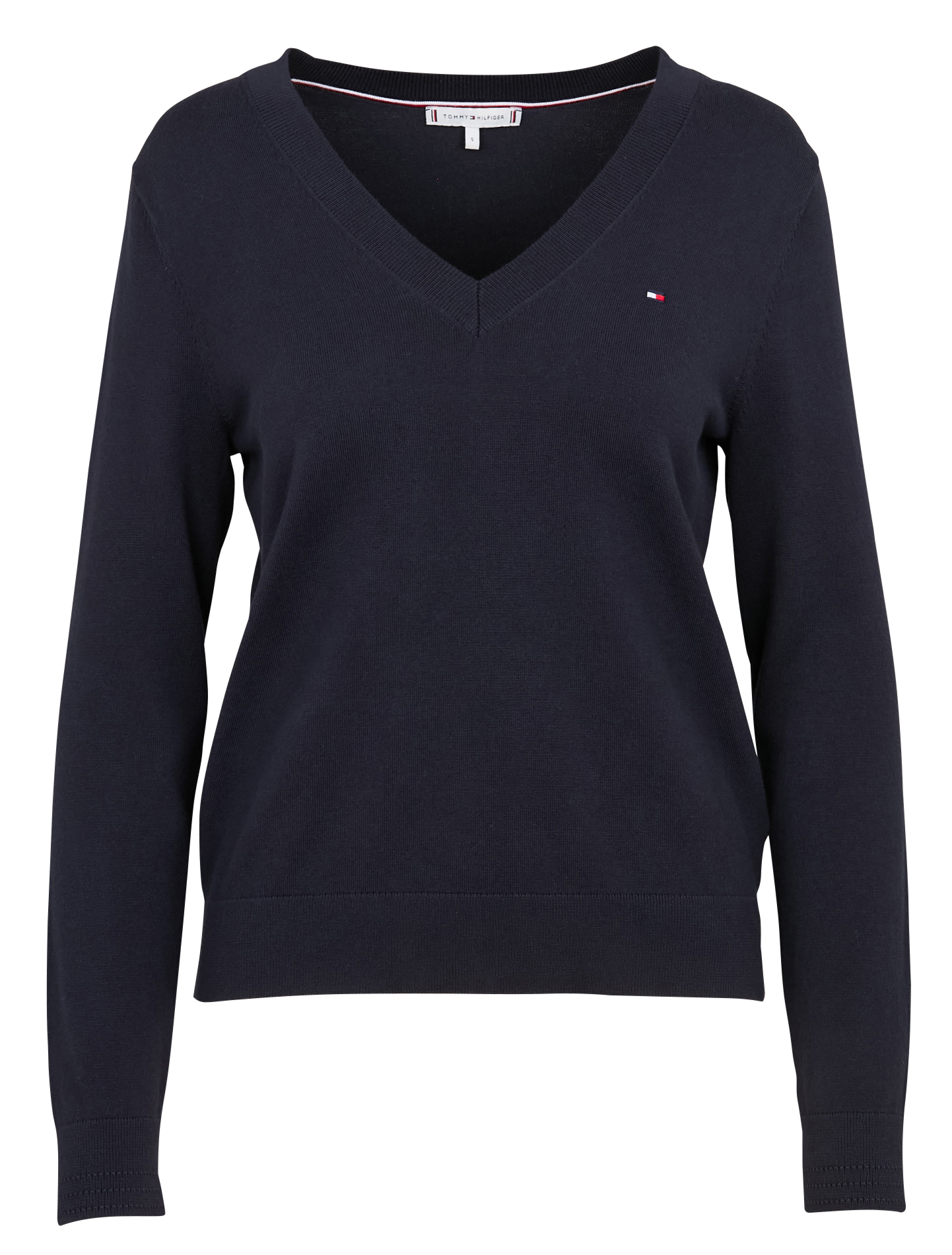 Pull col V en coton organique mélangé TOMMY HILFIGER Bleu