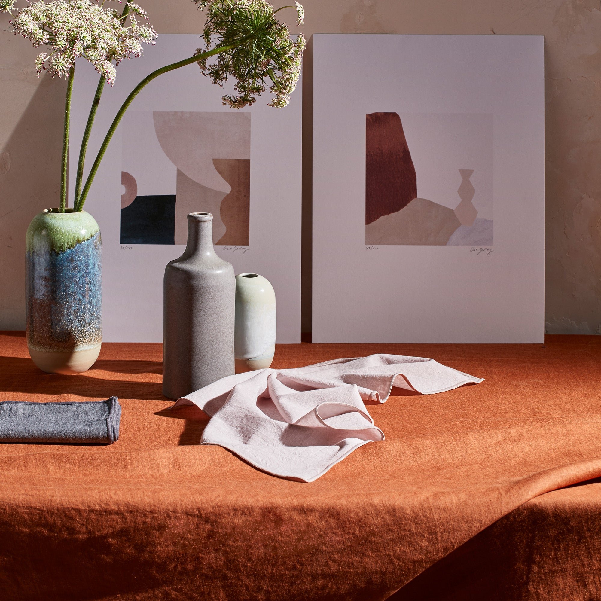 CARLINA - Rectangular linen tablecloth MADURA Orange