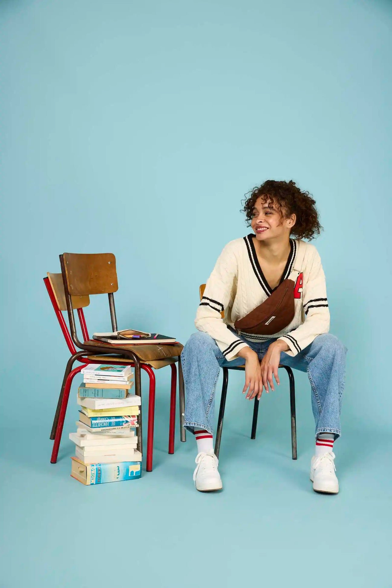 Cotton waist bag Brown