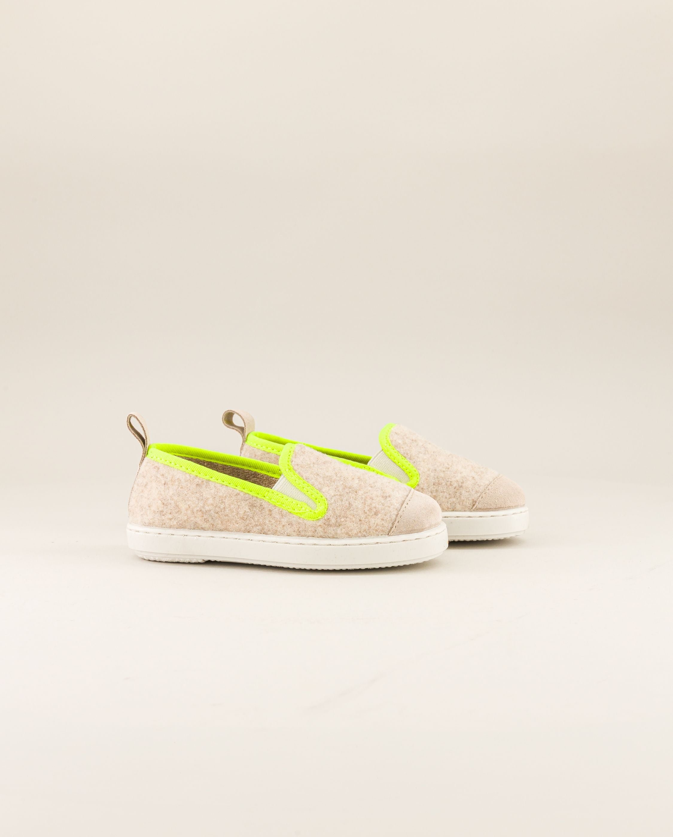 Child wool slipper, beige and neon yellow ANGARDE Beige