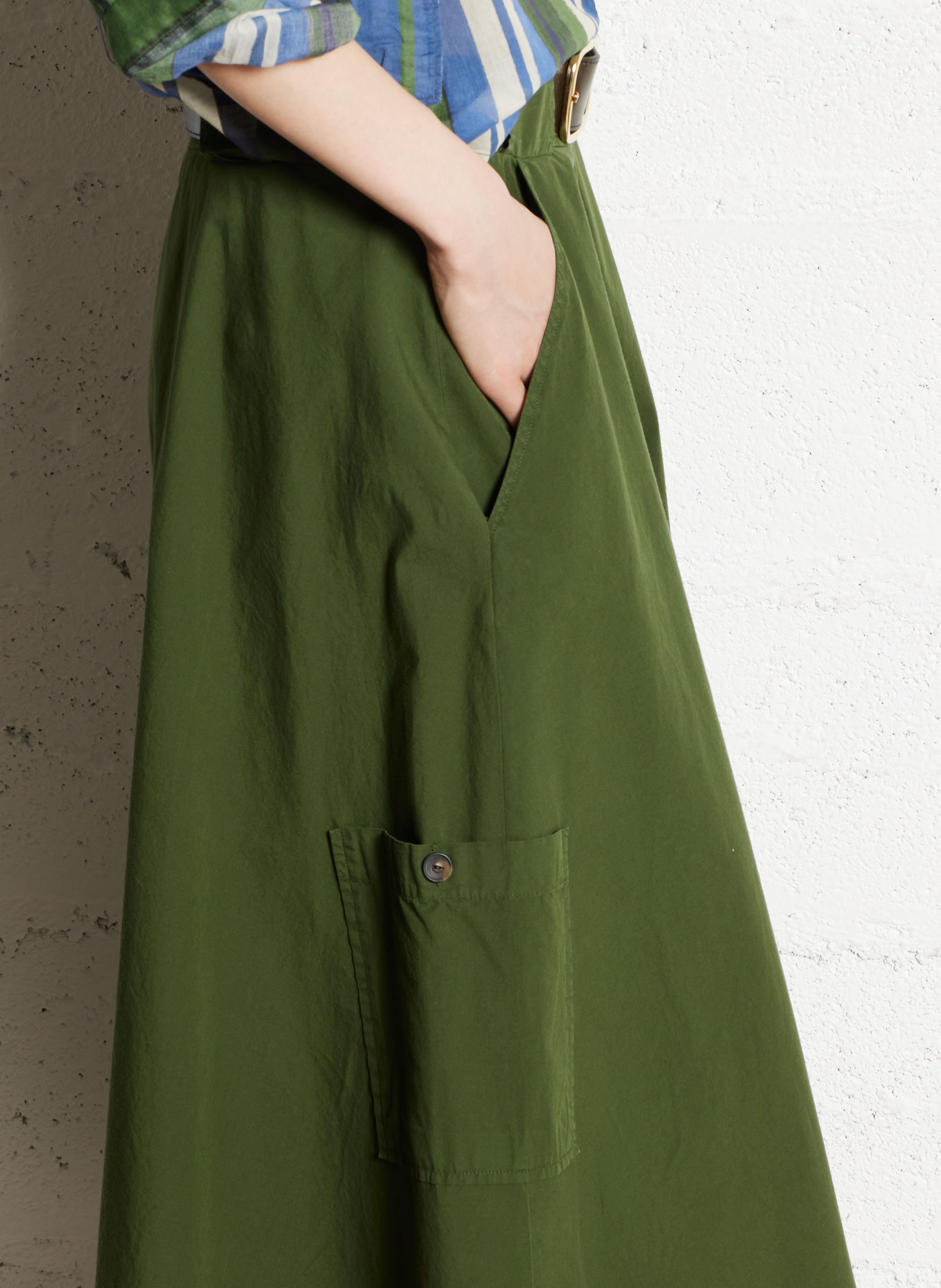 Jupe midi évasée en coton  DIEGA Marron