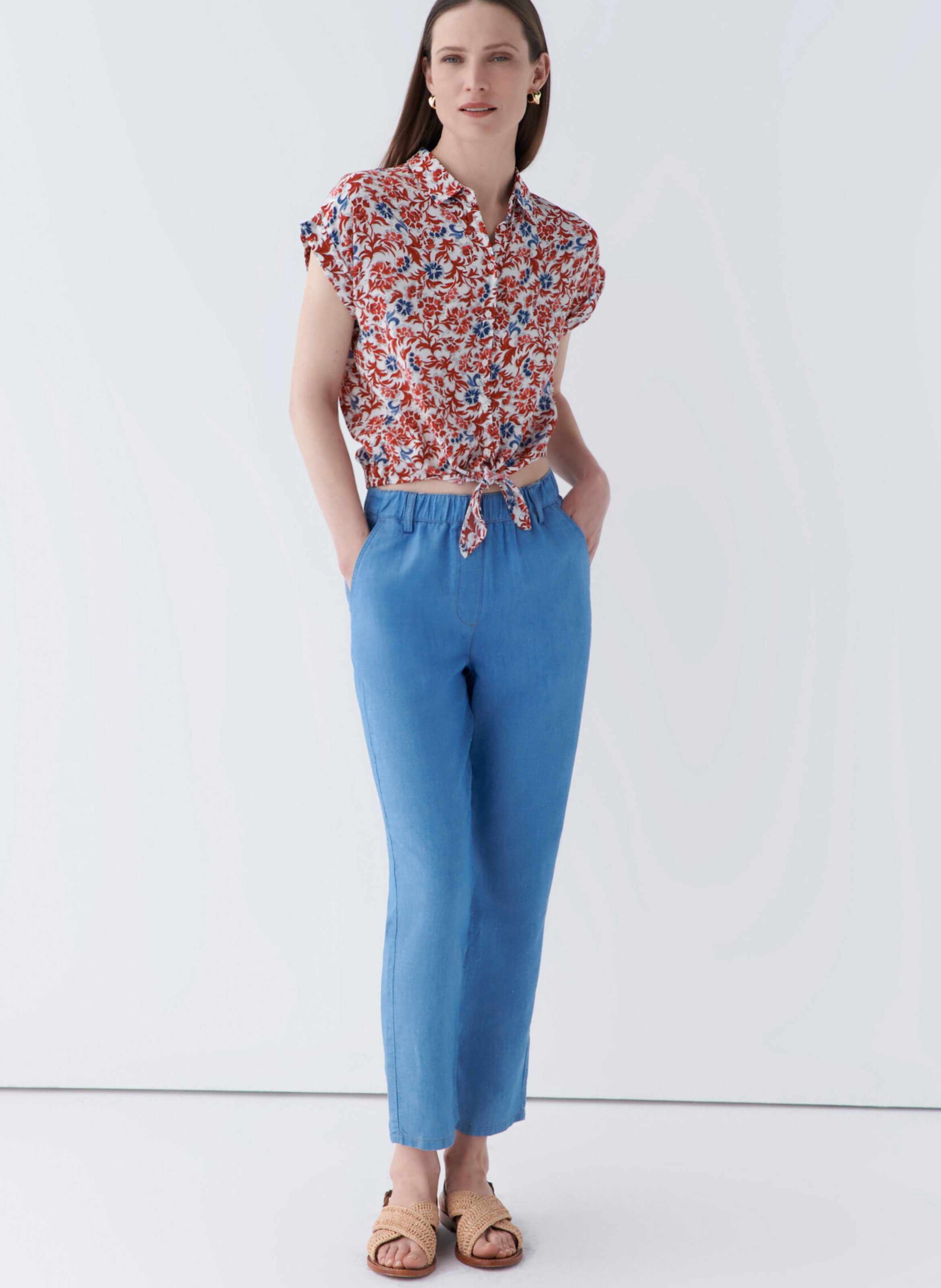 Carrot 7/8 length trousers plain CAROLL Blue