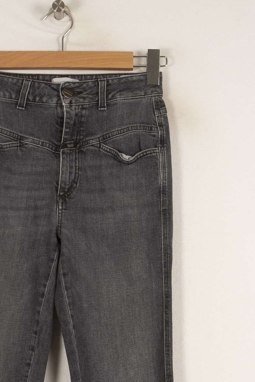 Cropped slim jeans with studs Grey