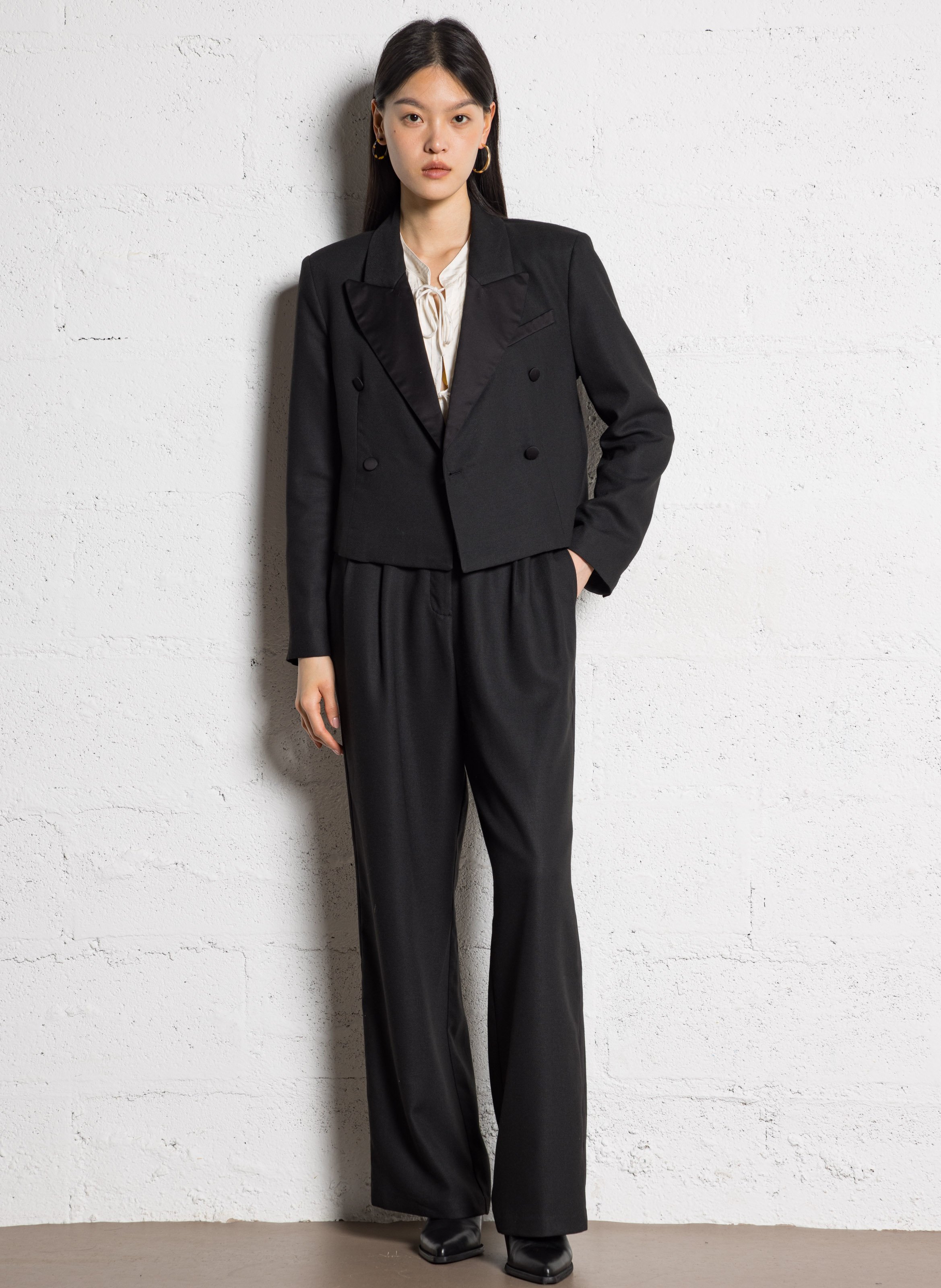 Round-neck satin blouse MAISON HOTEL Beige