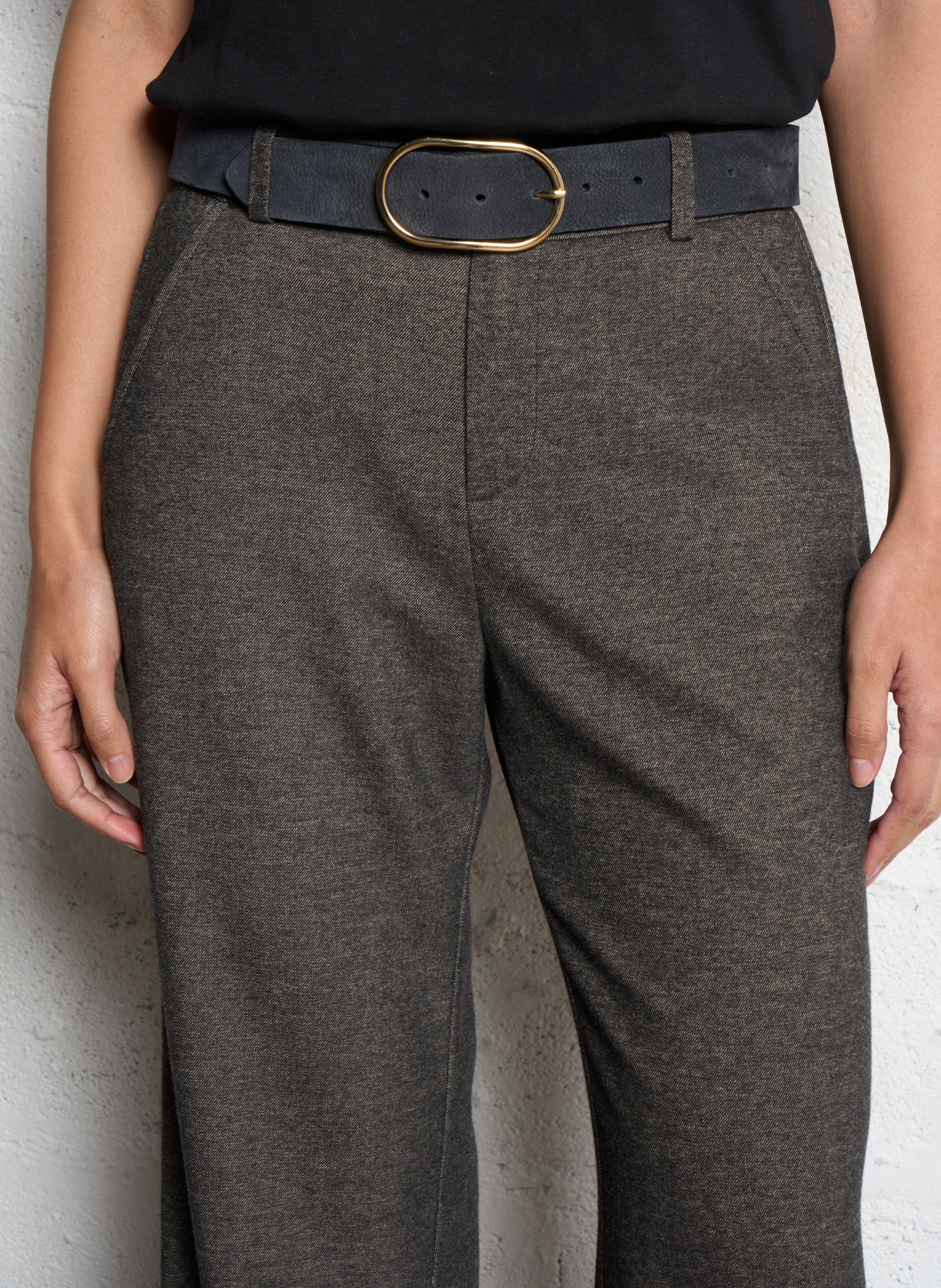 Ceinture grainée à boucle en cuir ONE STEP Noir