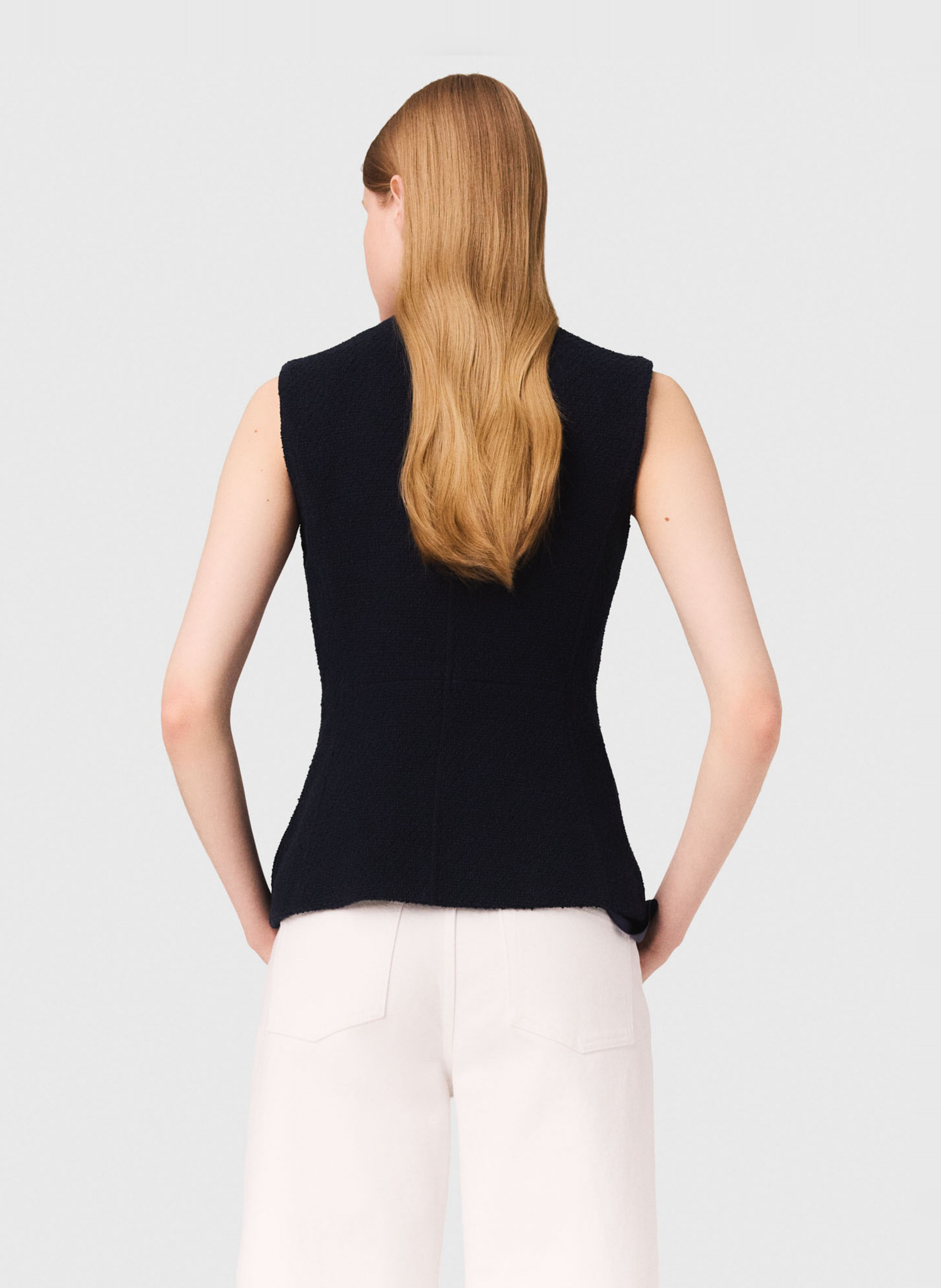 Round-neck cotton-blend cardigan MAJE Blue