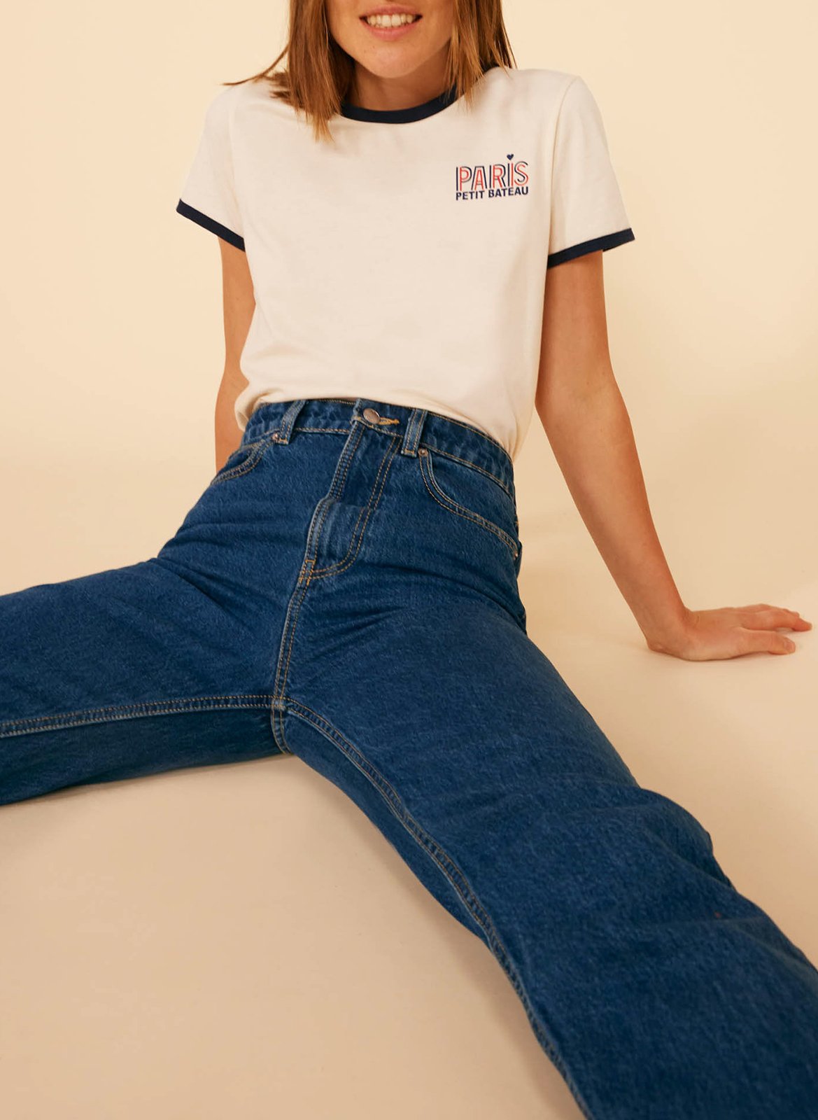 Camiliday round-neck sleeveless cotton top PETIT BATEAU Beige